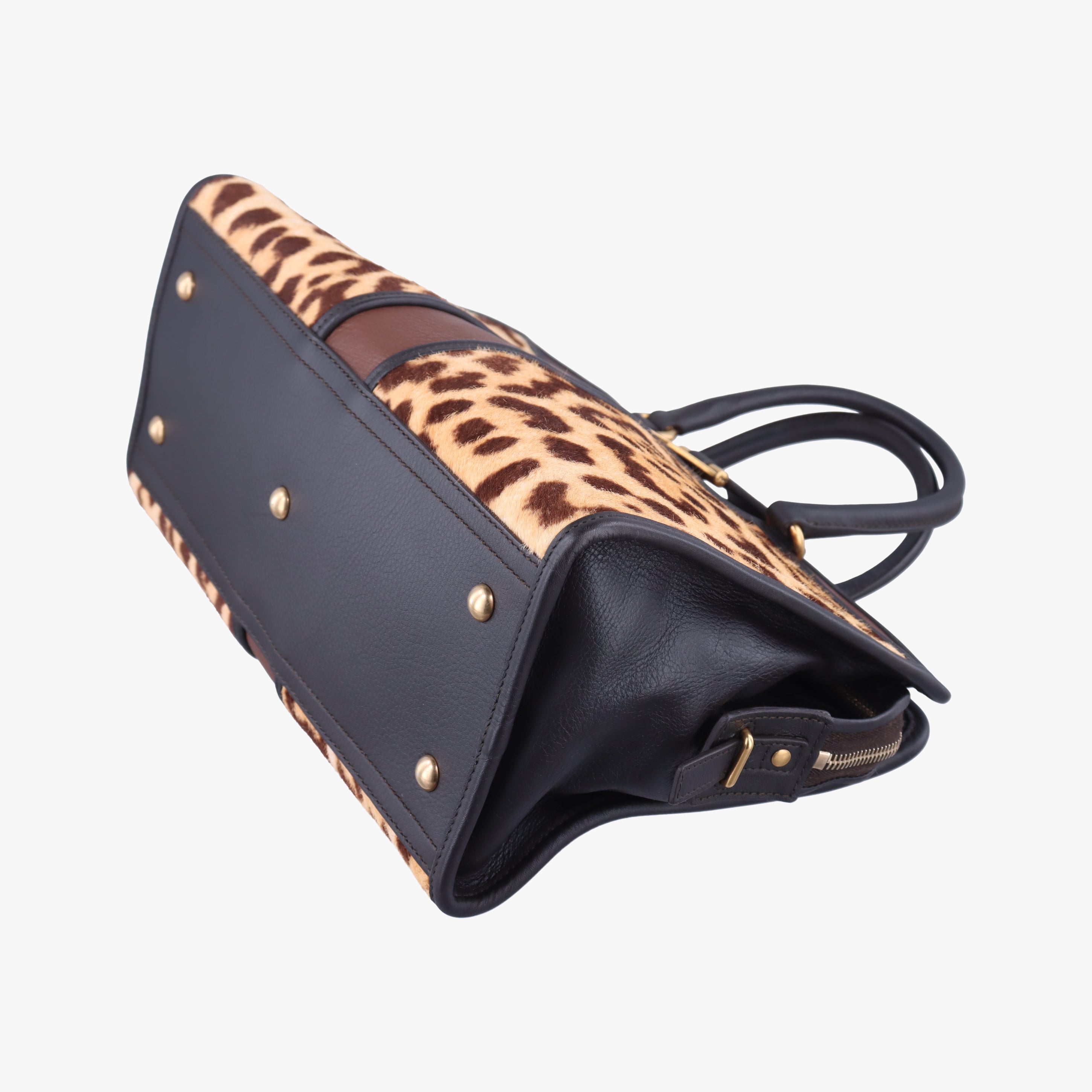 Pre-owned Yves Saint Laurent Cabas ChYc Mini Black×Brown×Multicolour Leather×ponyhair 297957 shoulderbag | stylenewstar