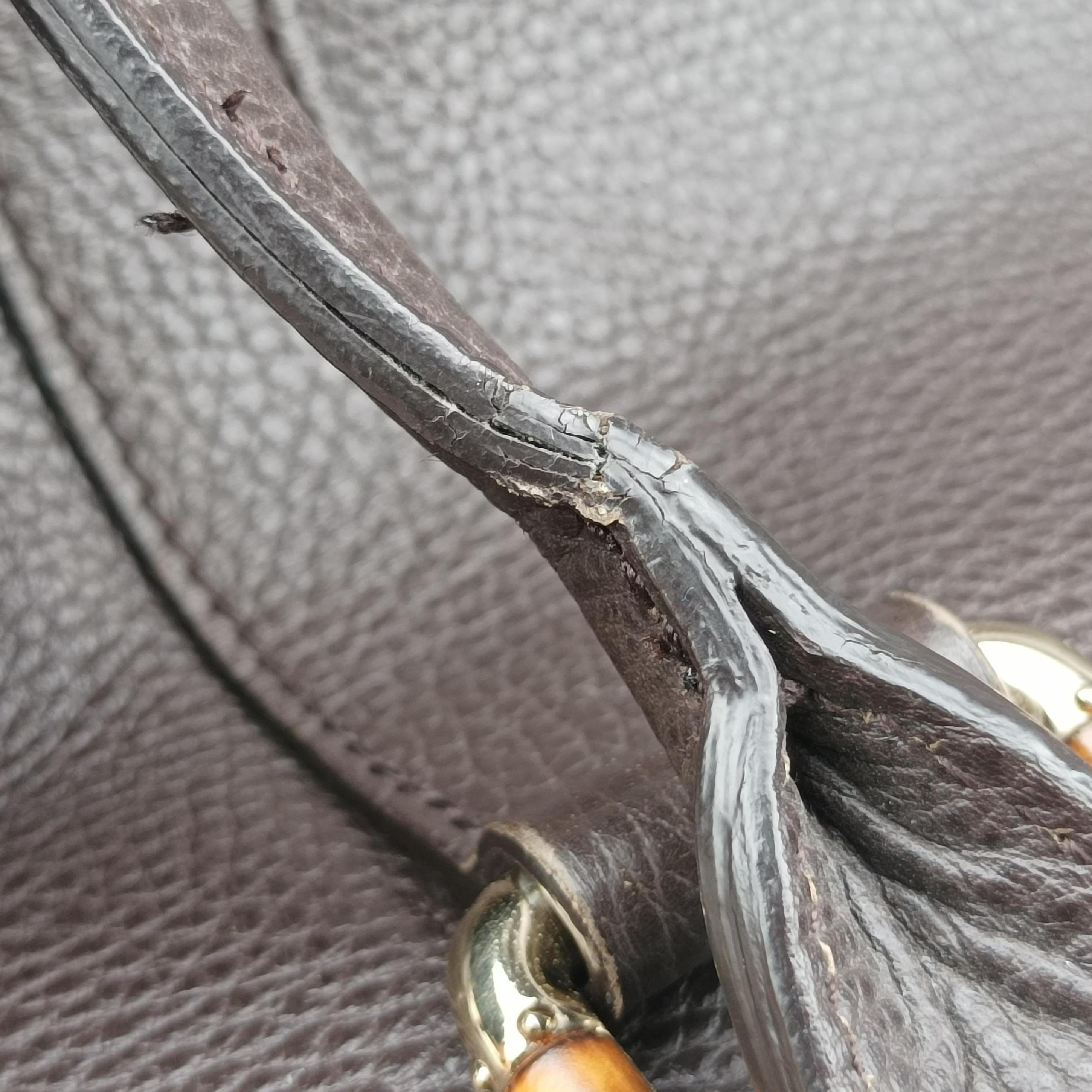Pre-owned Gucci Bamboo Top Handle Tote Brown leather 339548 shoulderbag | stylenewstar