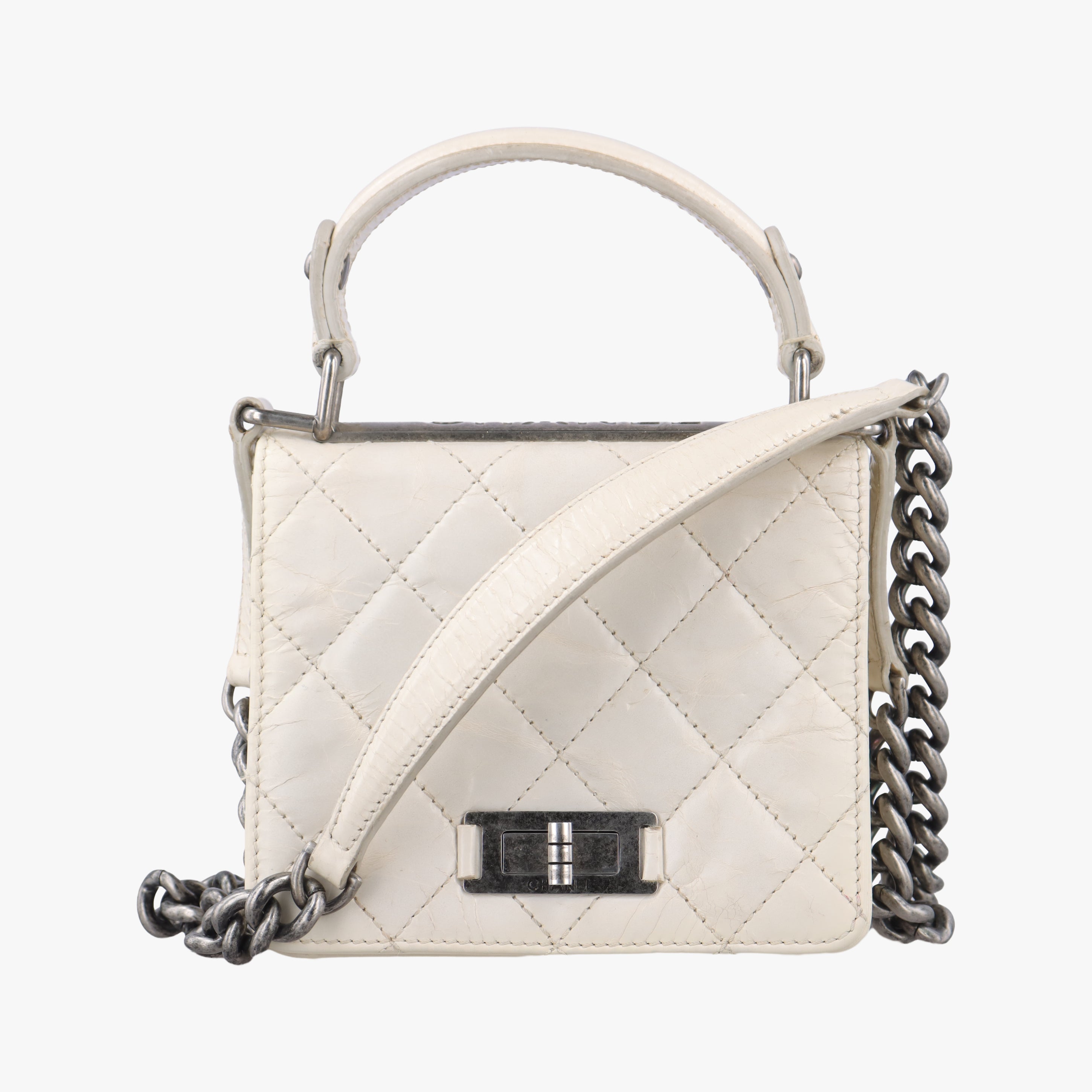 Pre-owned Chanel 2.55 Rita Matelasse White Leather A66815 shoulderbag | stylenewstar