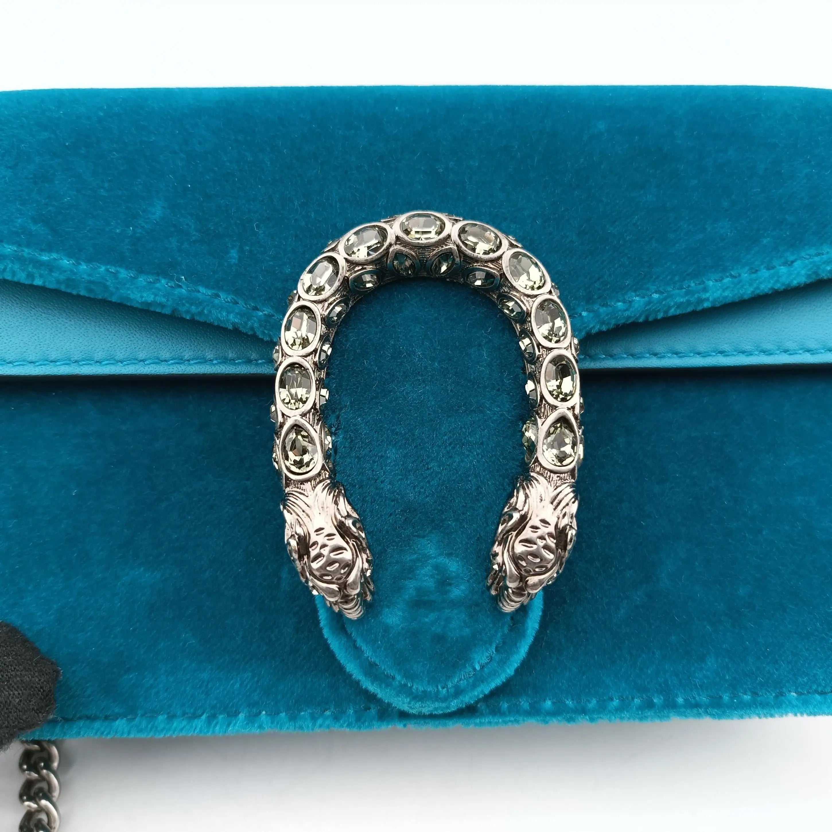 Pre-owned Gucci Dionysus Blue velour 476432 shoulderbag | stylenewstar