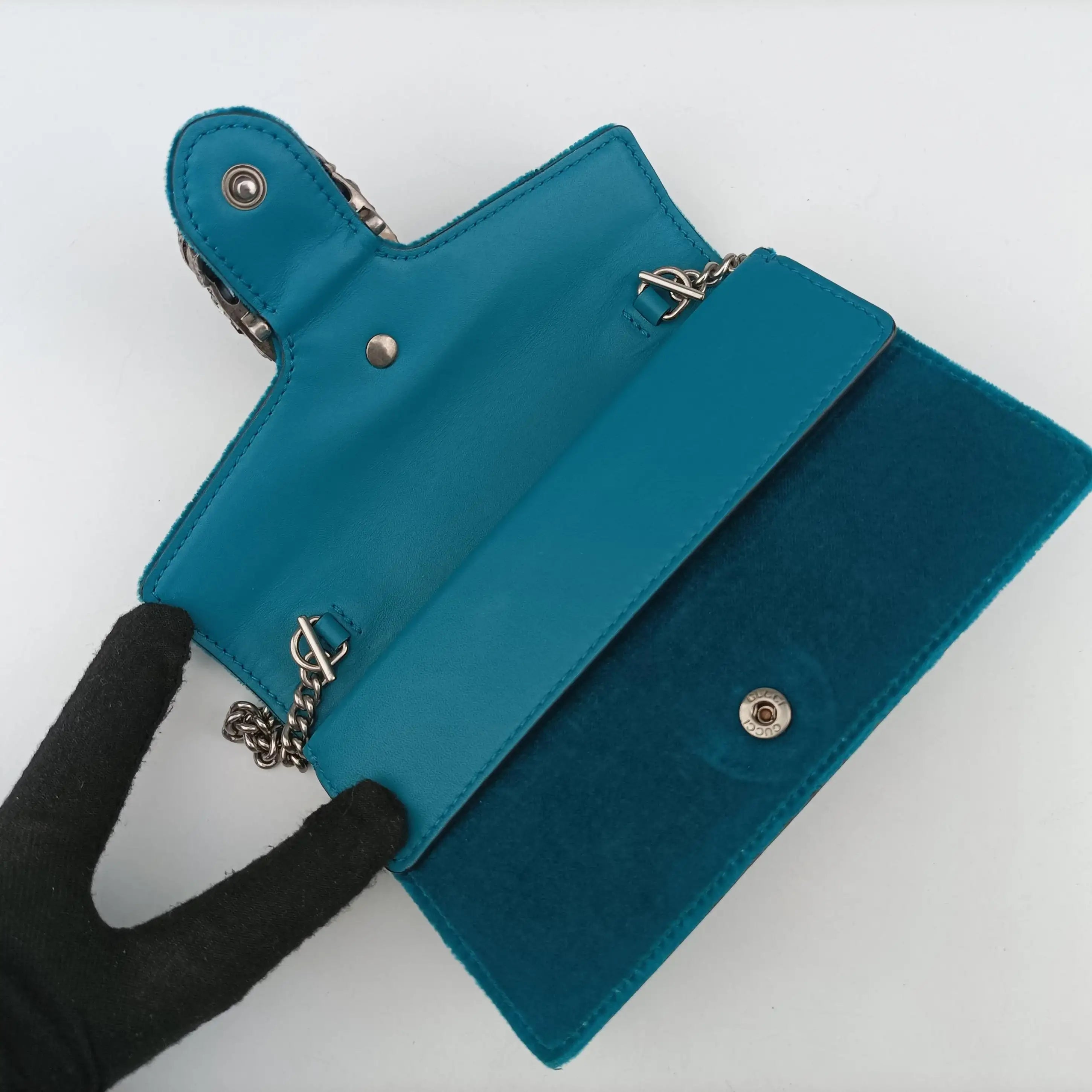 Pre-owned Gucci Dionysus Blue velour 476432 shoulderbag | stylenewstar
