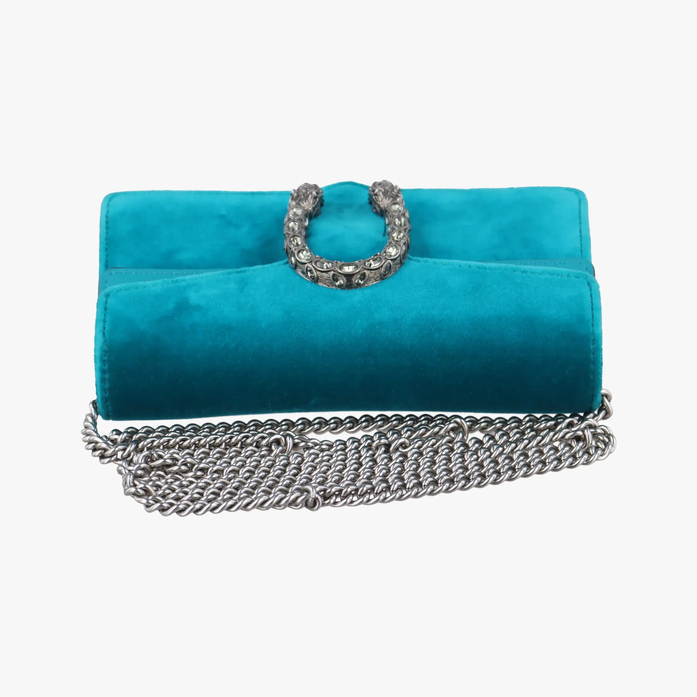 Pre-owned Gucci Dionysus Blue velour 476432 shoulderbag | stylenewstar