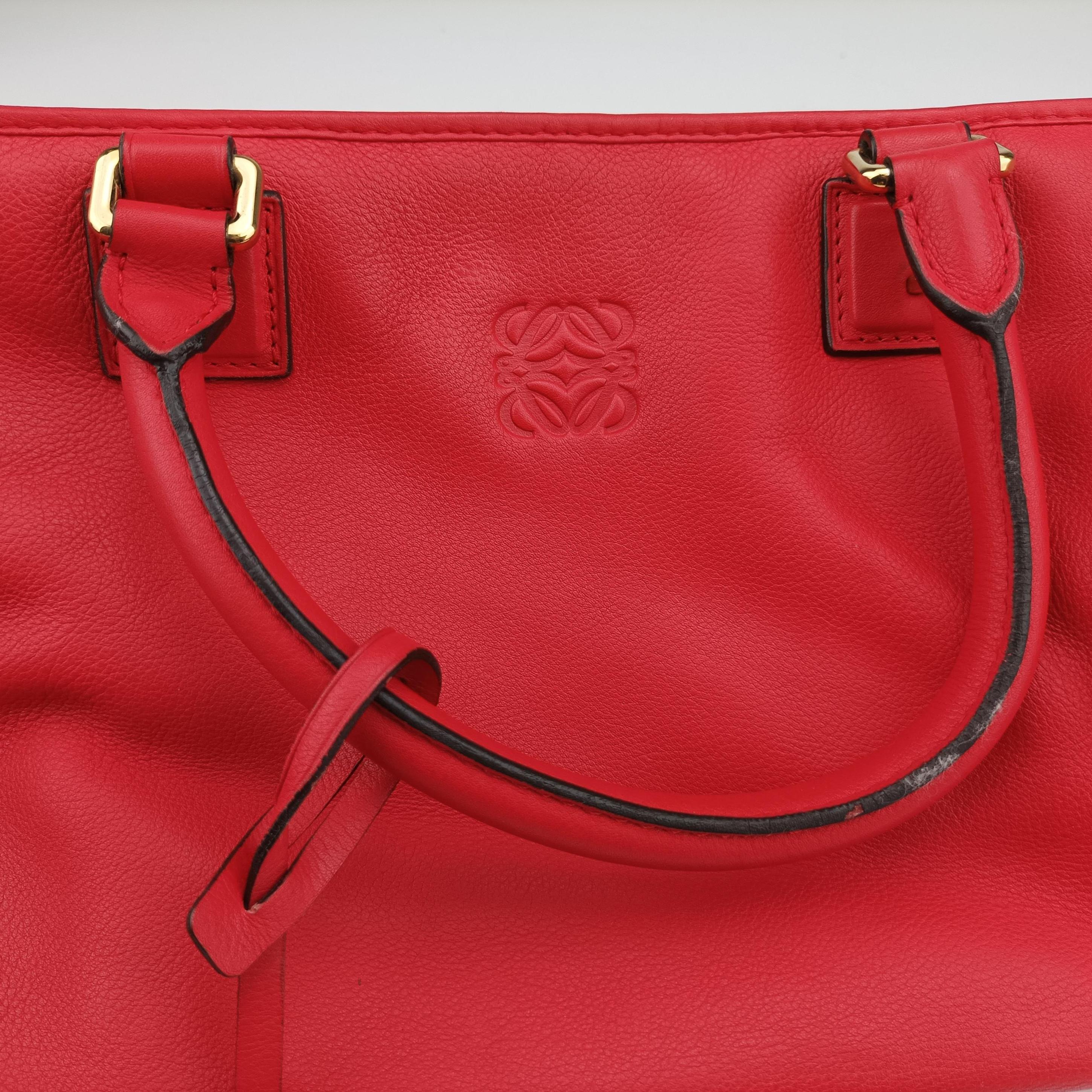 Secondhand Loewe Amazona36 Red Leather  handbag | stylenewstar