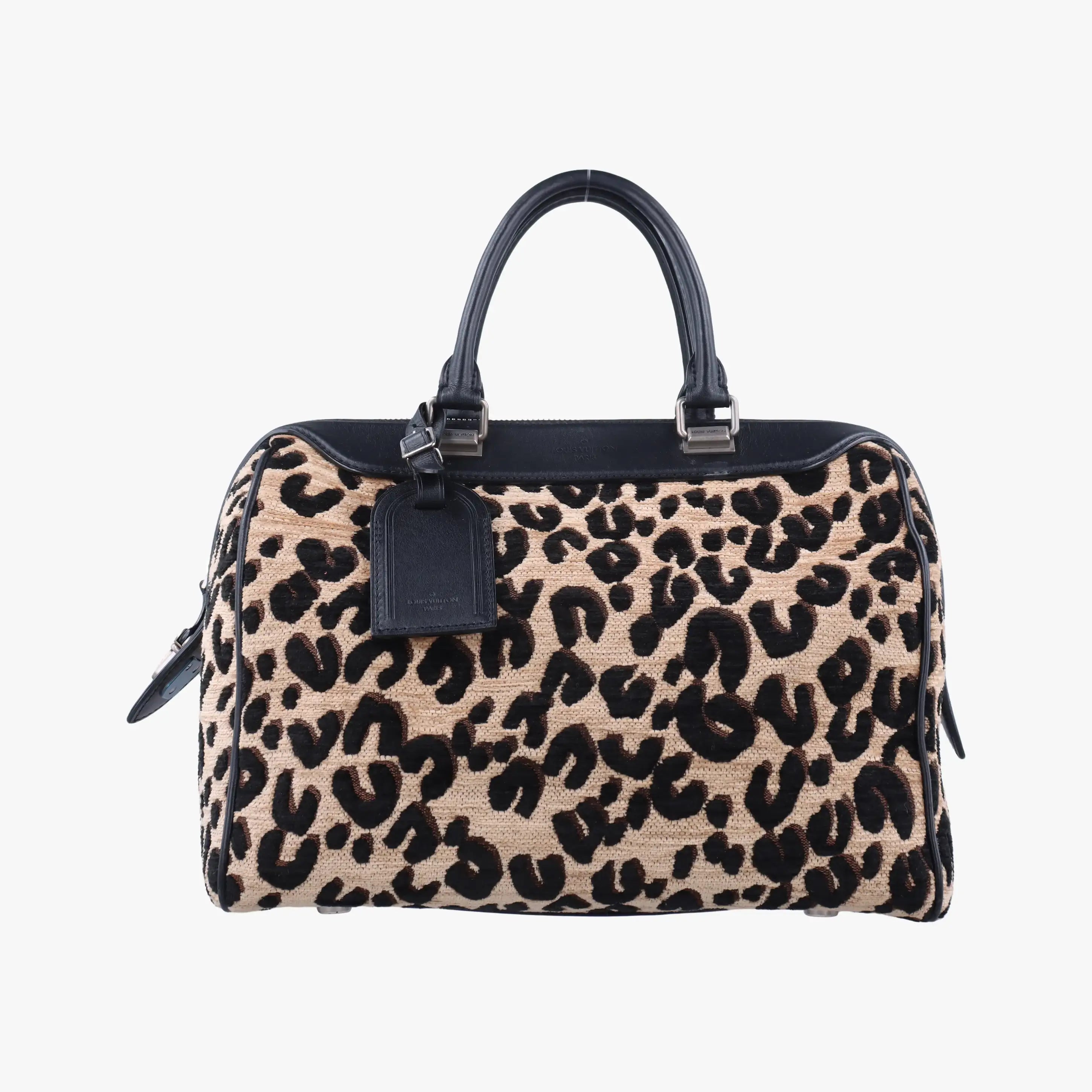 Pre-owned Louis Vuitton Speedy 30 Leopard Stephen Sprouse Beige×Black Jacquard canvas×leather M97396 handbag | stylenewstar