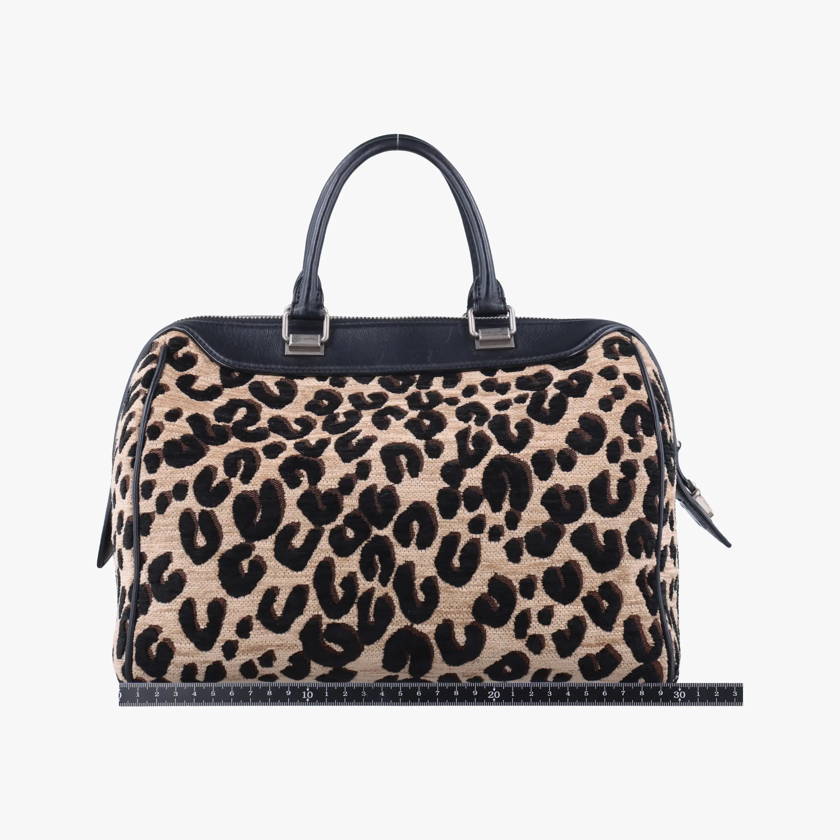 Pre-owned Louis Vuitton Speedy 30 Leopard Stephen Sprouse Beige×Black Jacquard canvas×leather M97396 handbag | stylenewstar