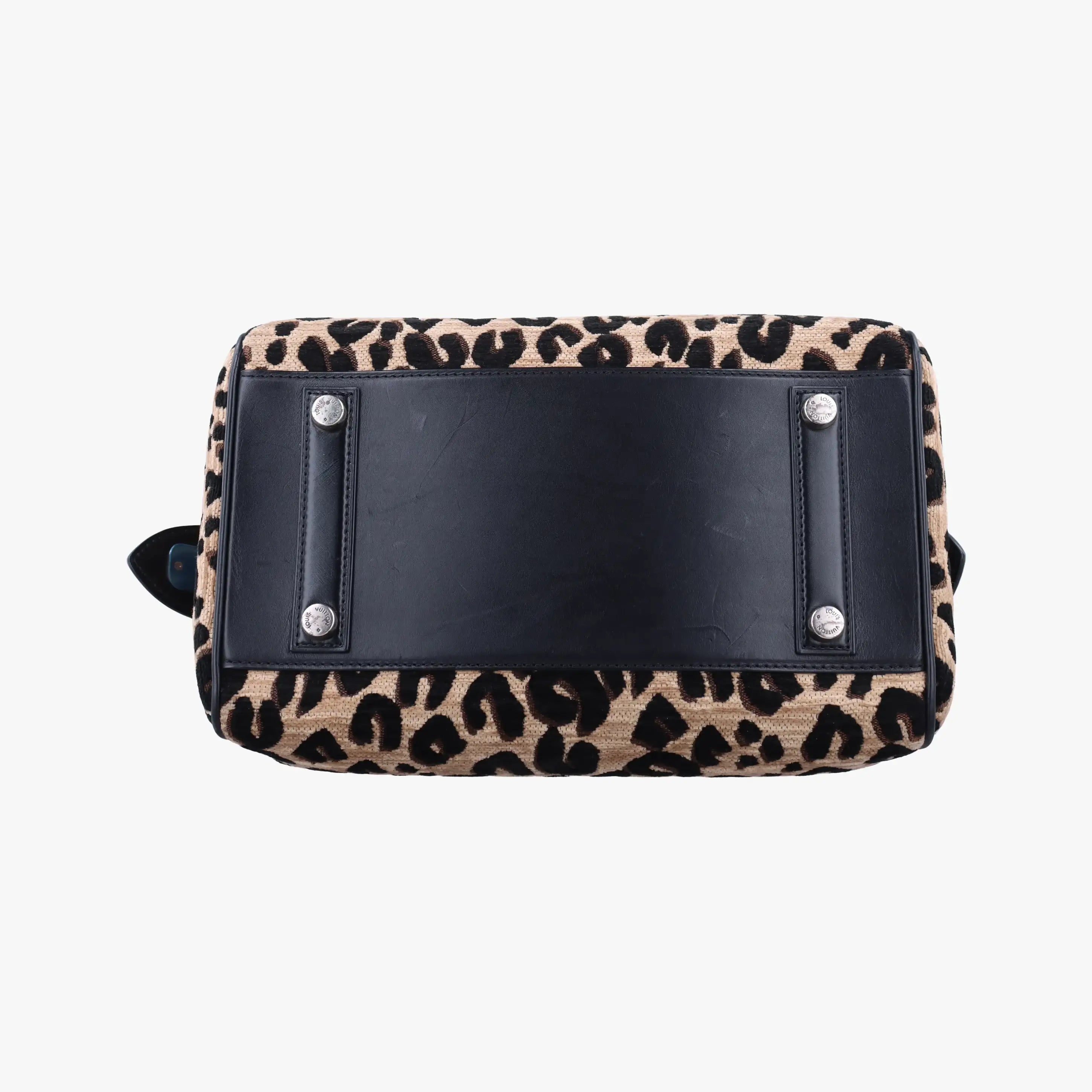 Pre-owned Louis Vuitton Speedy 30 Leopard Stephen Sprouse Beige×Black Jacquard canvas×leather M97396 handbag | stylenewstar