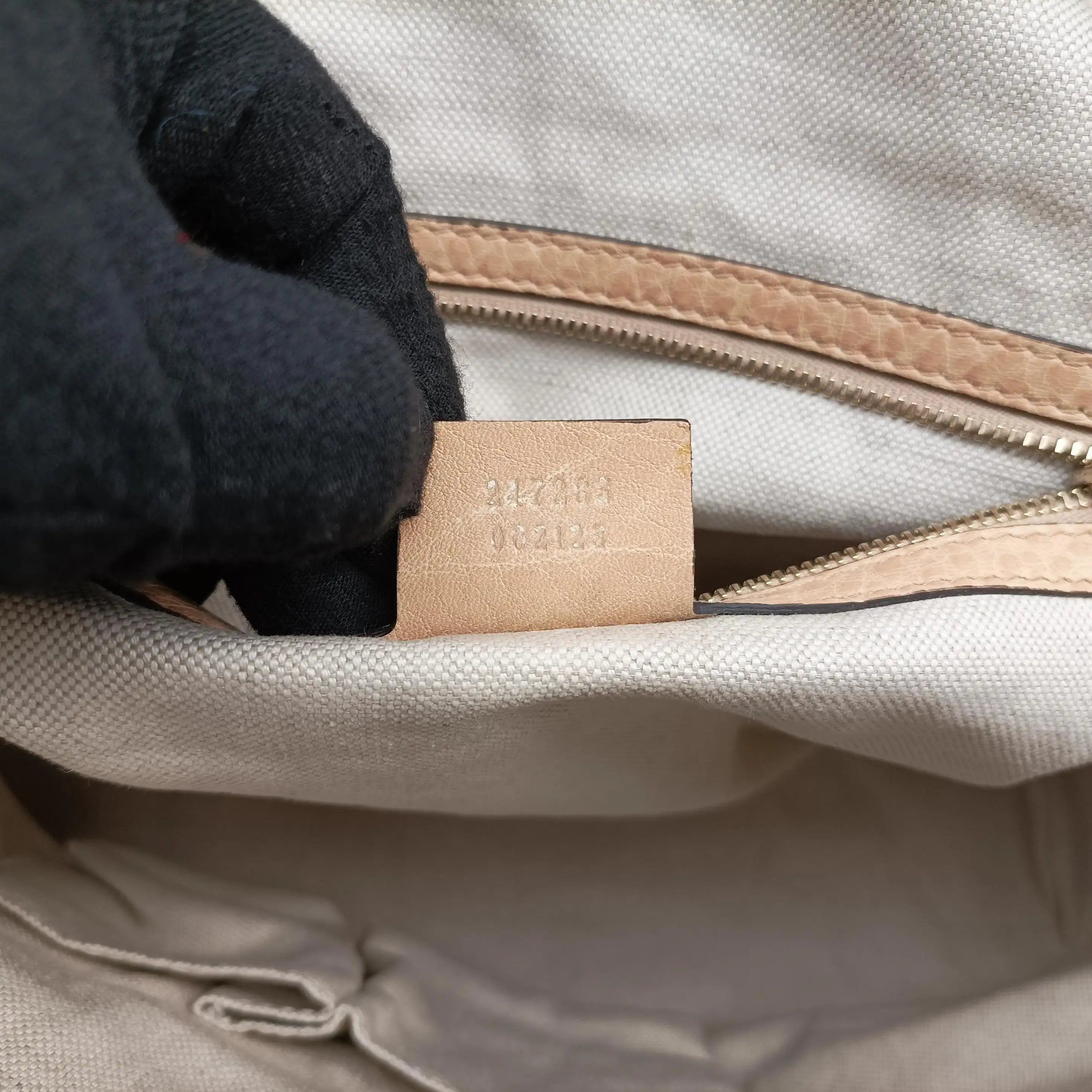 Pre-owned Gucci Diamante Horsebit Catherine Tote Beige canvas×leather 247283 handbag | stylenewstar