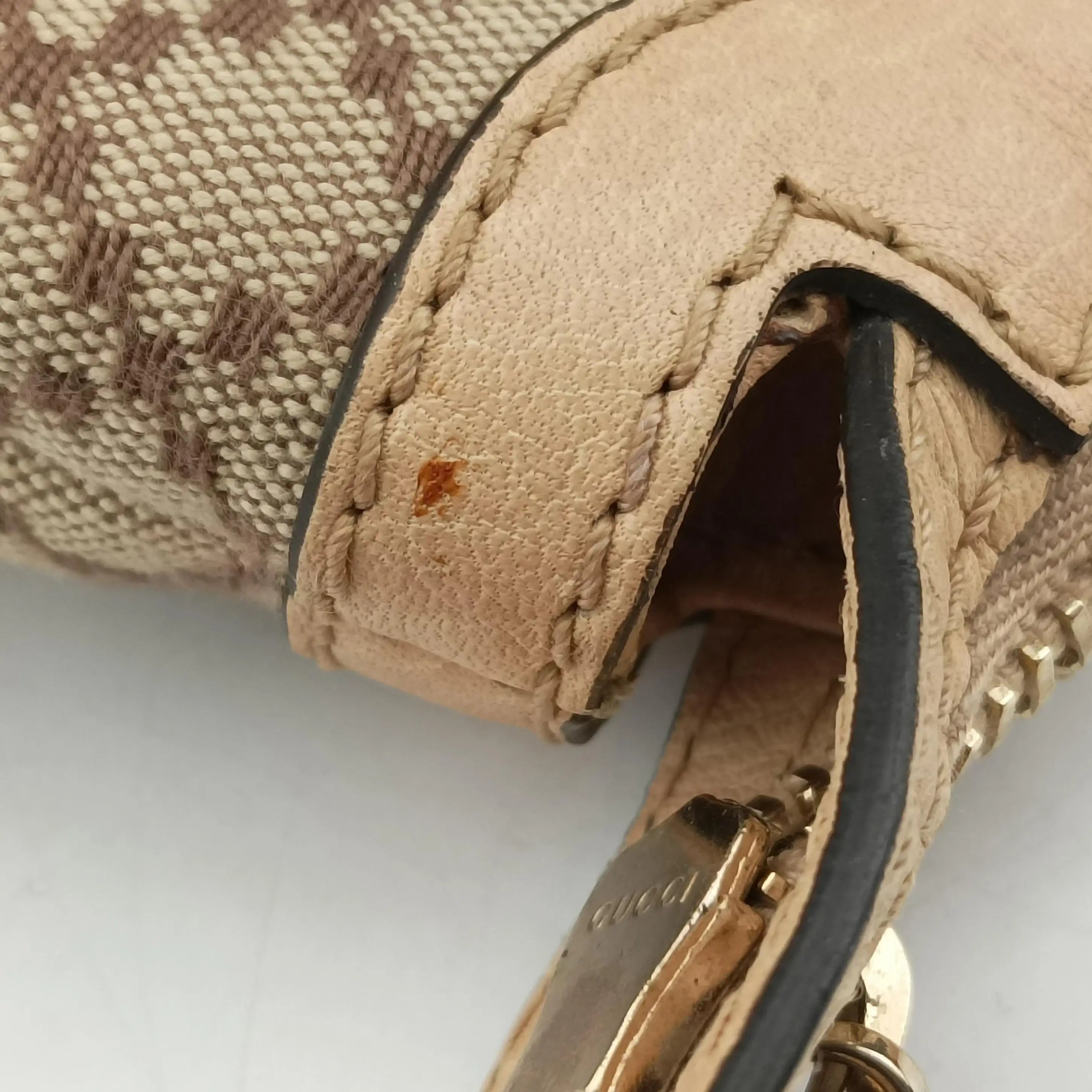 Pre-owned Gucci Diamante Horsebit Catherine Tote Beige canvas×leather 247283 handbag | stylenewstar