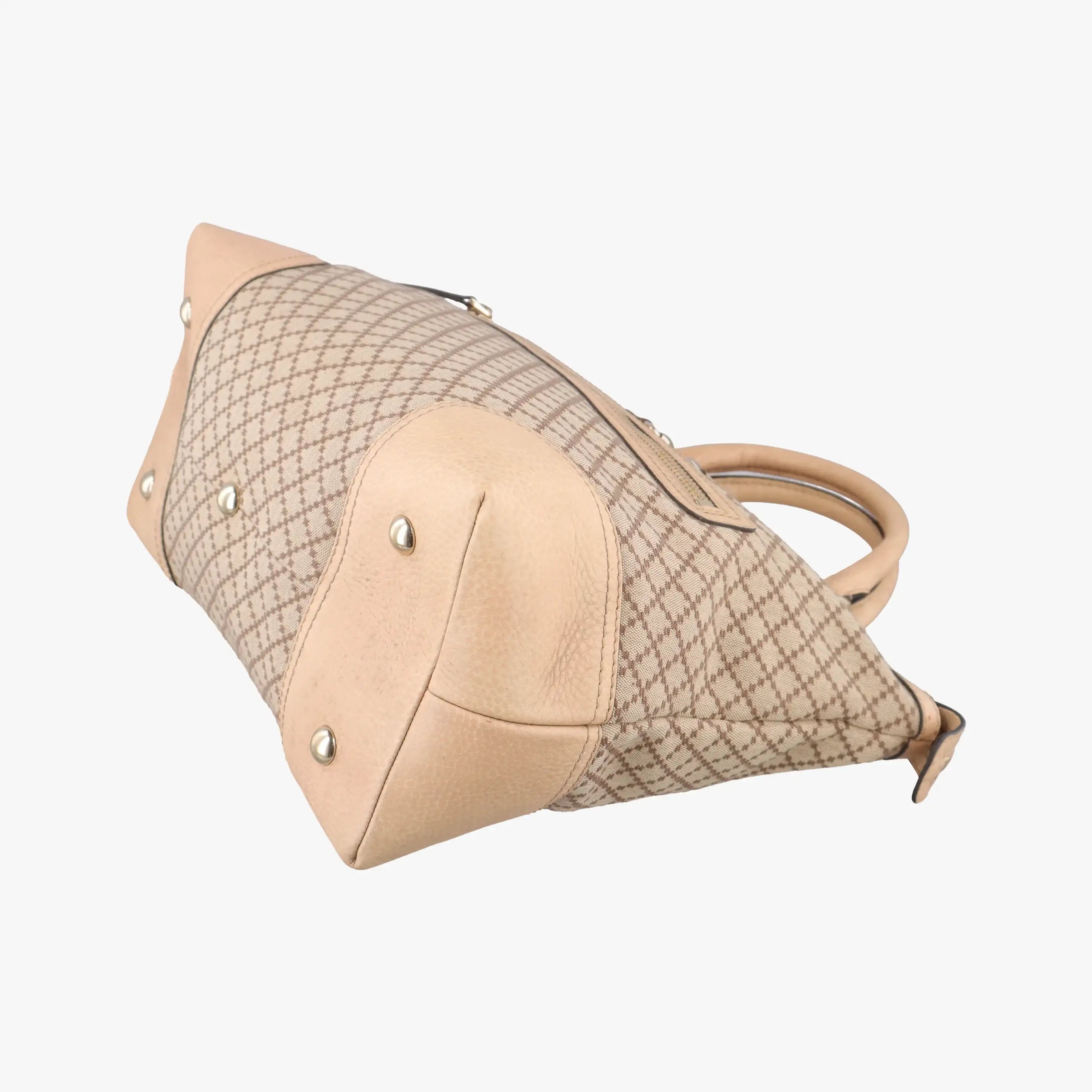 Pre-owned Gucci Diamante Horsebit Catherine Tote Beige canvas×leather 247283 handbag | stylenewstar