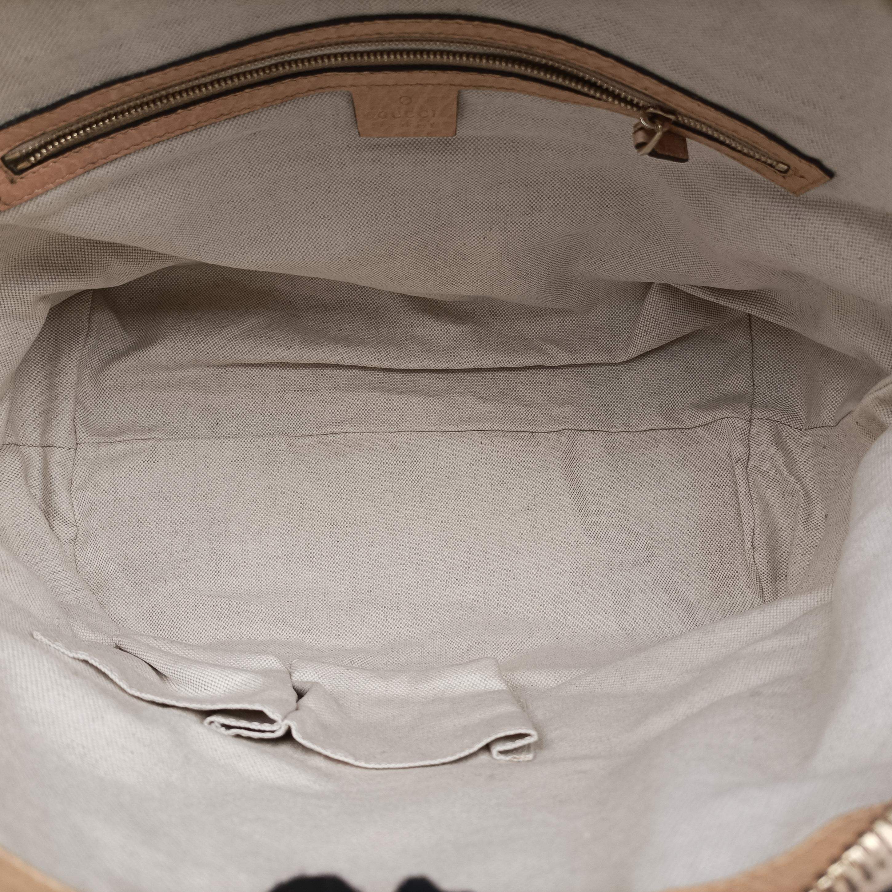 Pre-owned Gucci Diamante Horsebit Catherine Tote Beige canvas×leather 247283 handbag | stylenewstar