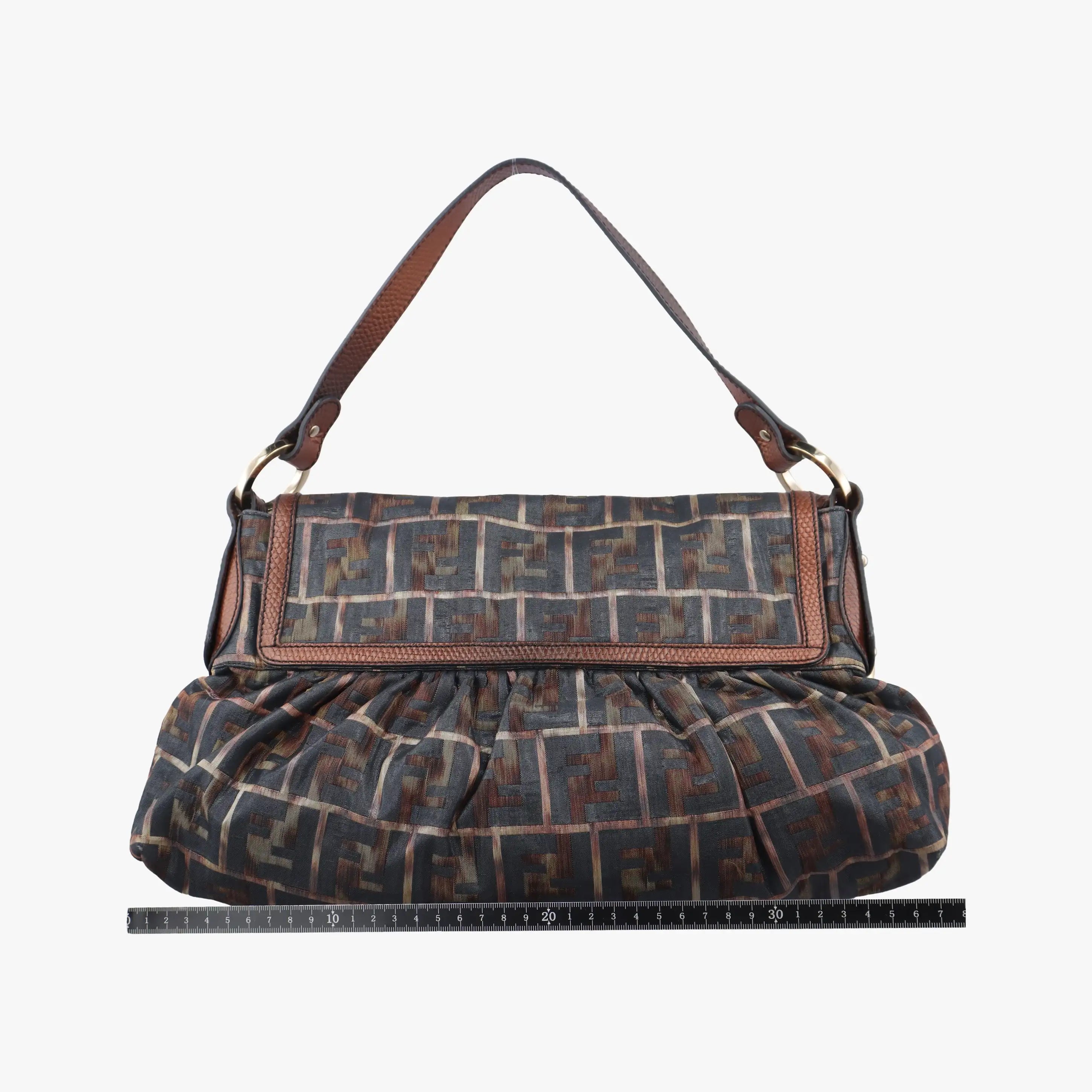 Vintage Fendi Chef Perforated Charm Zucca Print Brown fabric 8BR436 handbag | stylenewstar