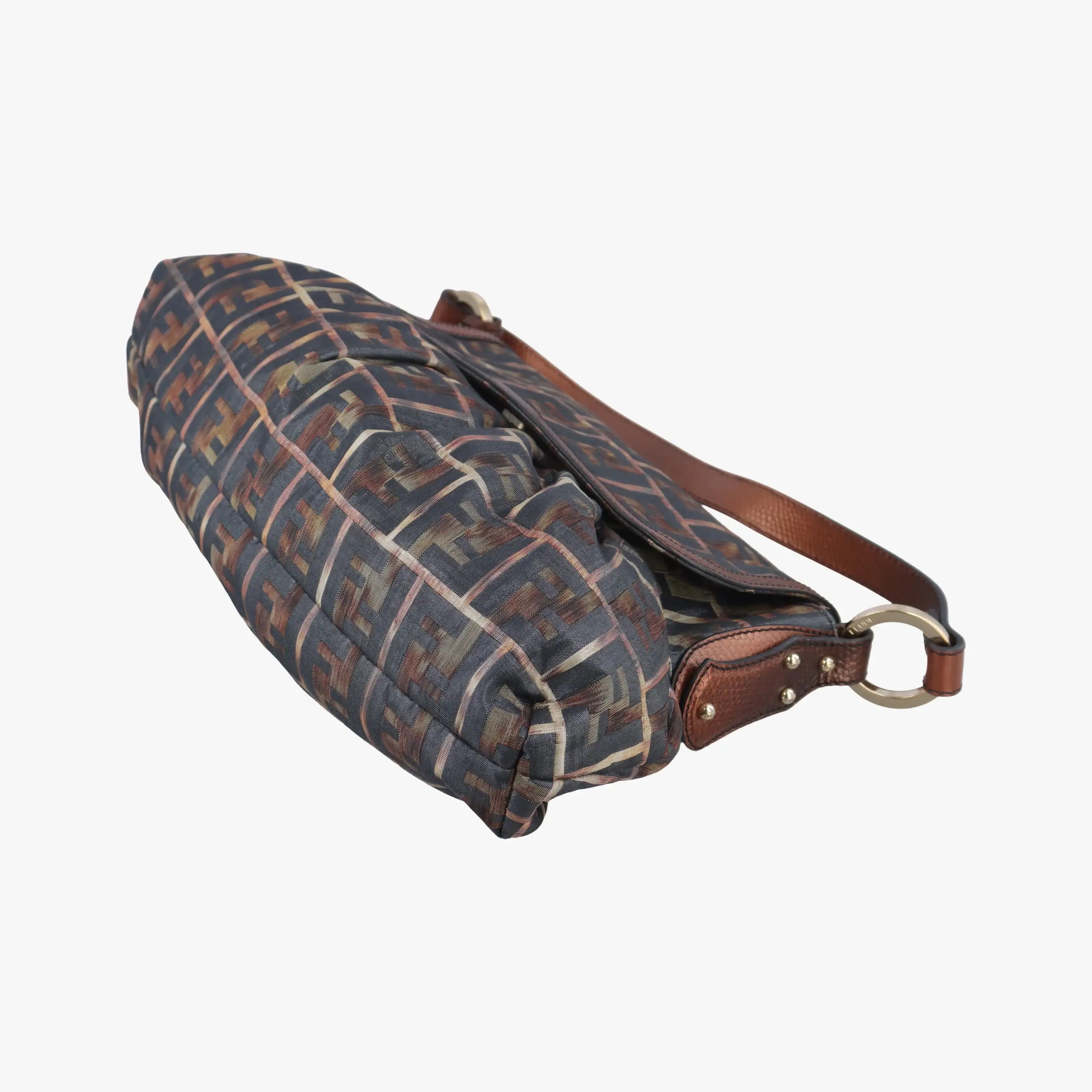 Vintage Fendi Chef Perforated Charm Zucca Print Brown fabric 8BR436 handbag | stylenewstar
