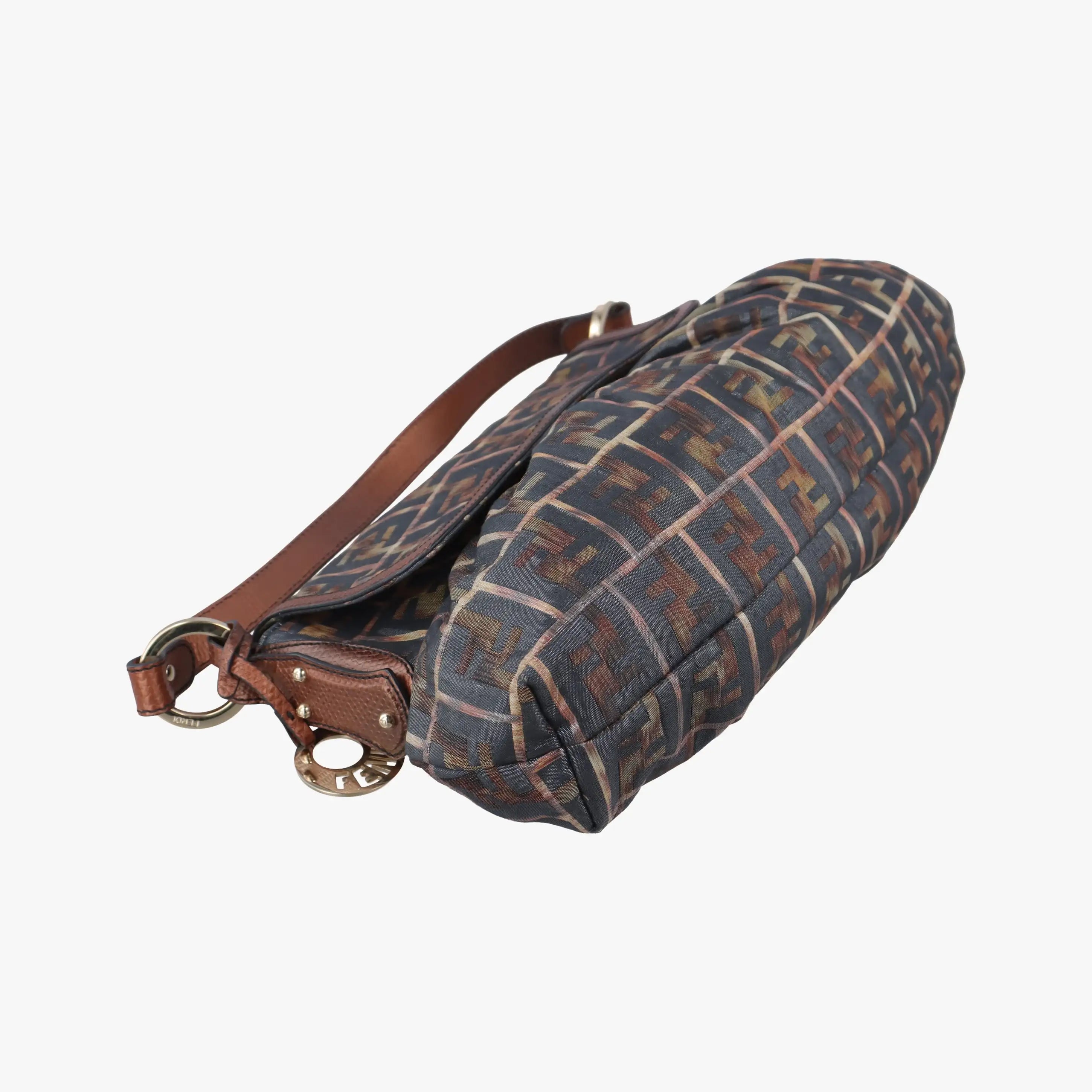 Vintage Fendi Chef Perforated Charm Zucca Print Brown fabric 8BR436 handbag | stylenewstar