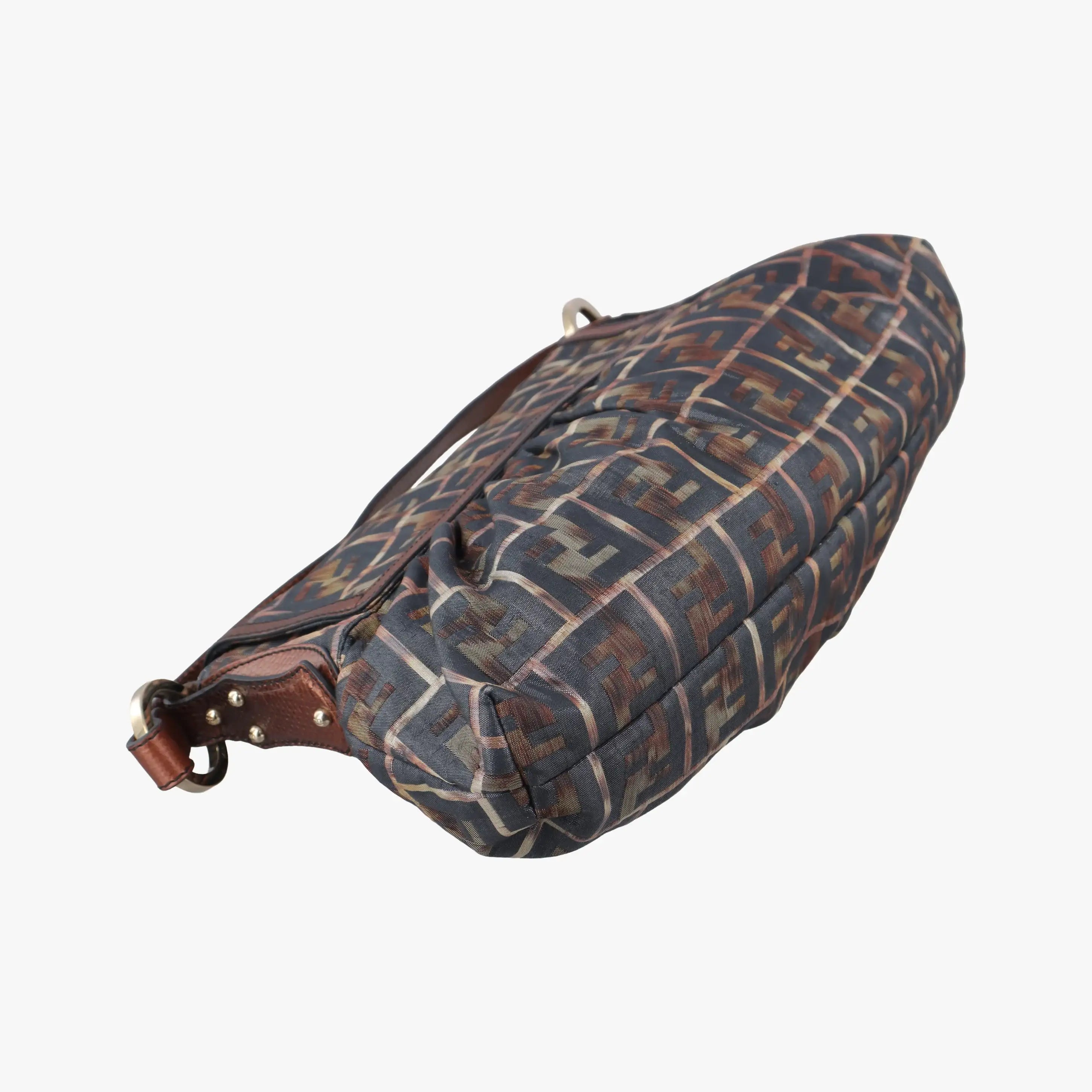 Vintage Fendi Chef Perforated Charm Zucca Print Brown fabric 8BR436 handbag | stylenewstar