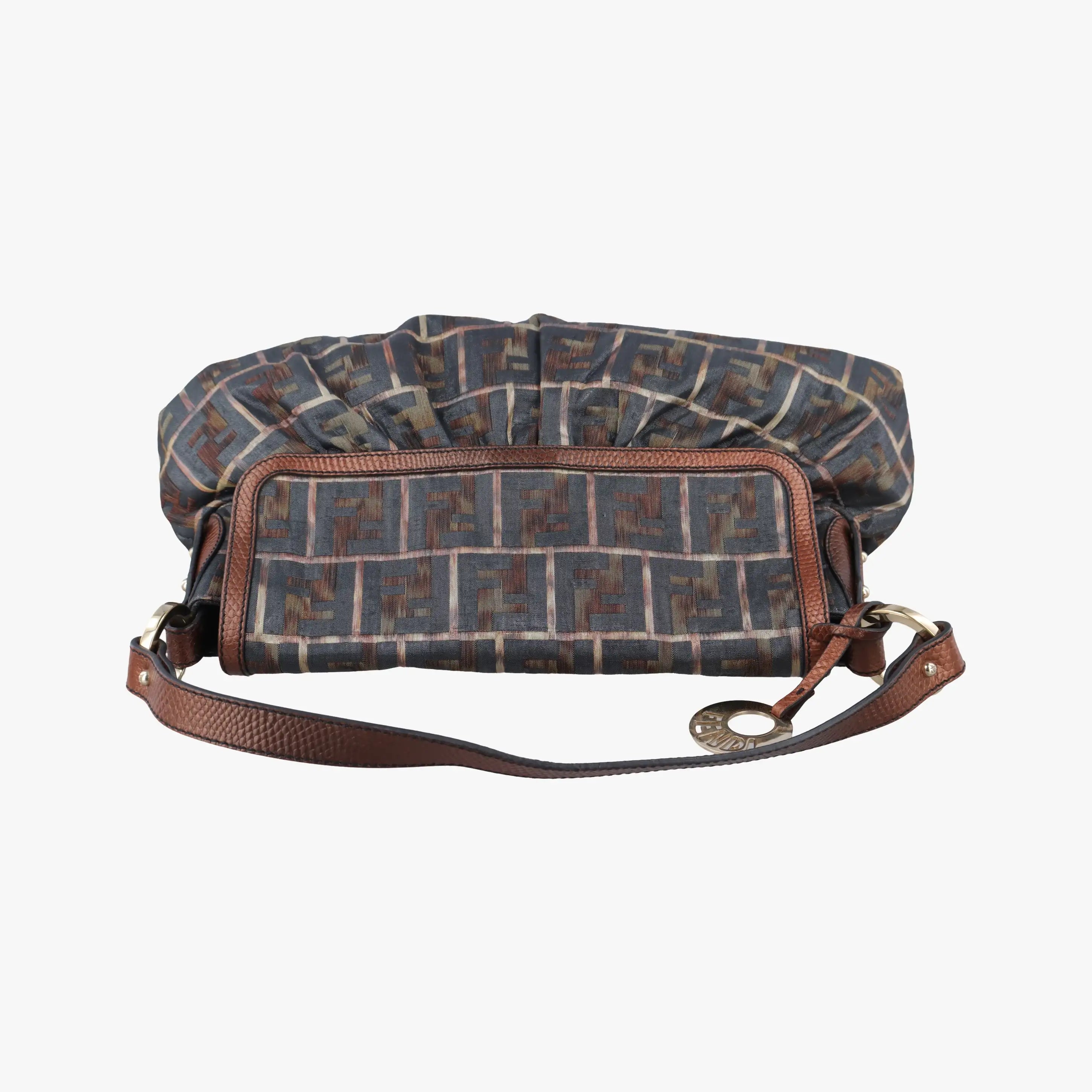 Vintage Fendi Chef Perforated Charm Zucca Print Brown fabric 8BR436 handbag | stylenewstar