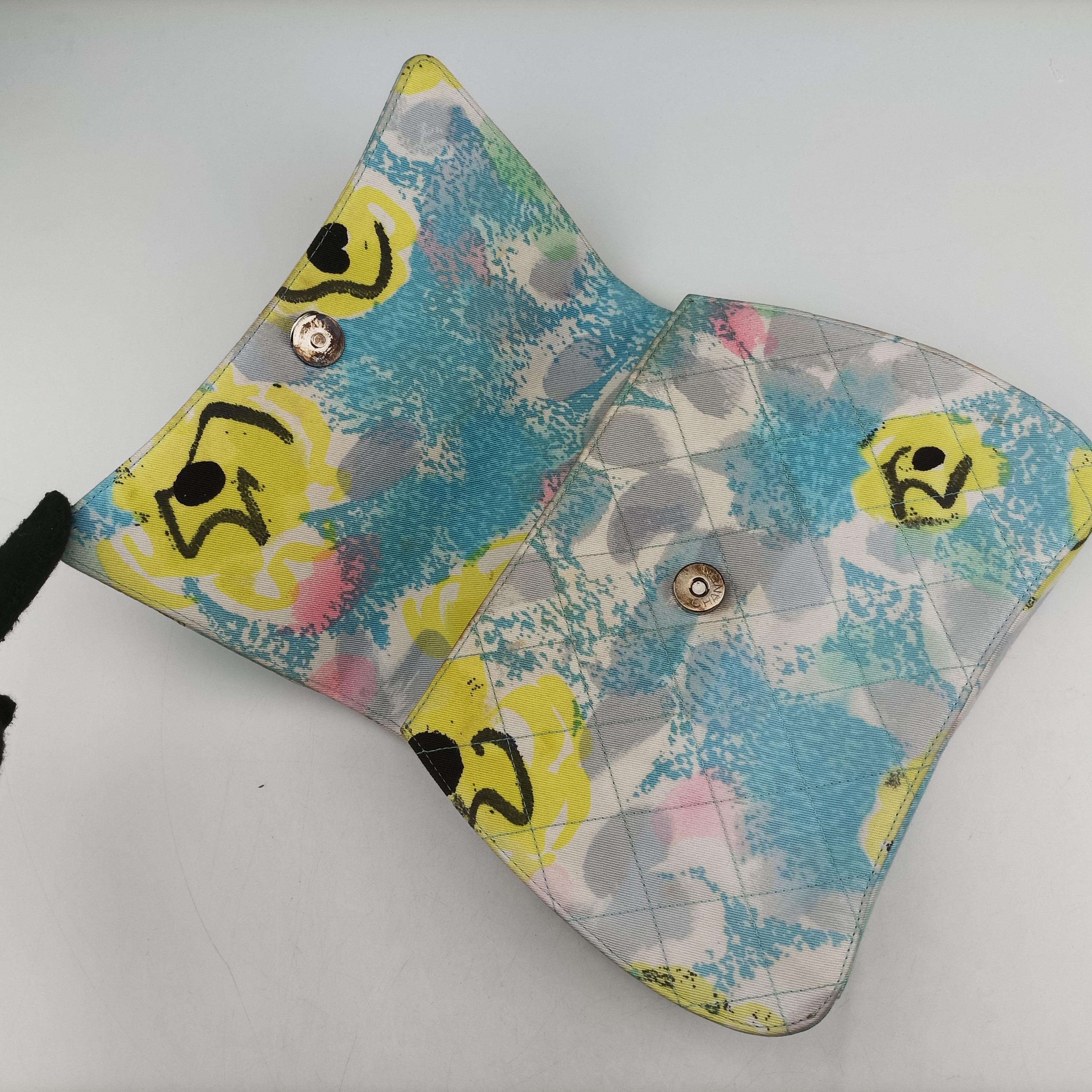 Pre-owned Chanel Floral Classic Flap Tote blue×Multicolour Fabric A08702 handbag | stylenewstar