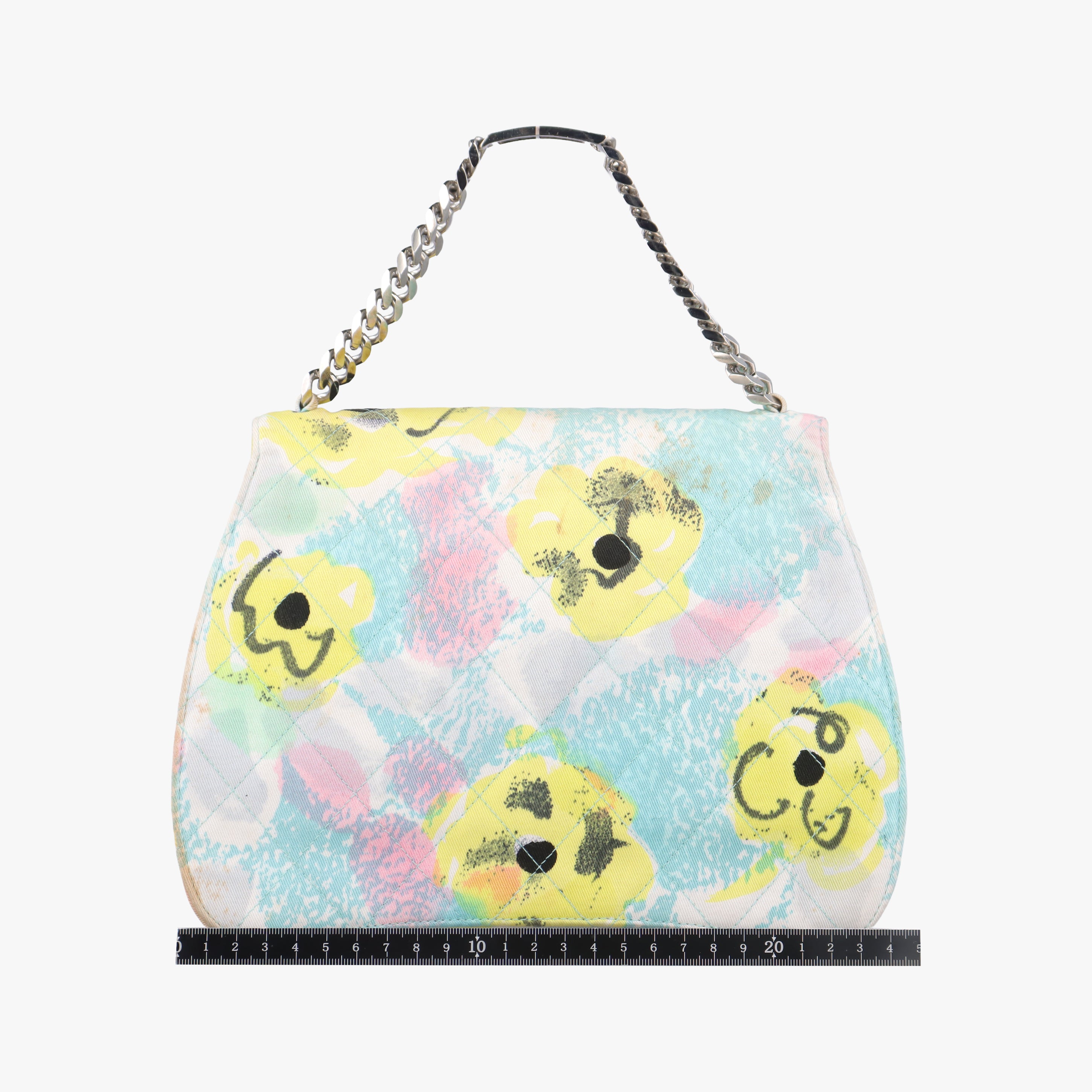 Pre-owned Chanel Floral Classic Flap Tote blue×Multicolour Fabric A08702 handbag | stylenewstar