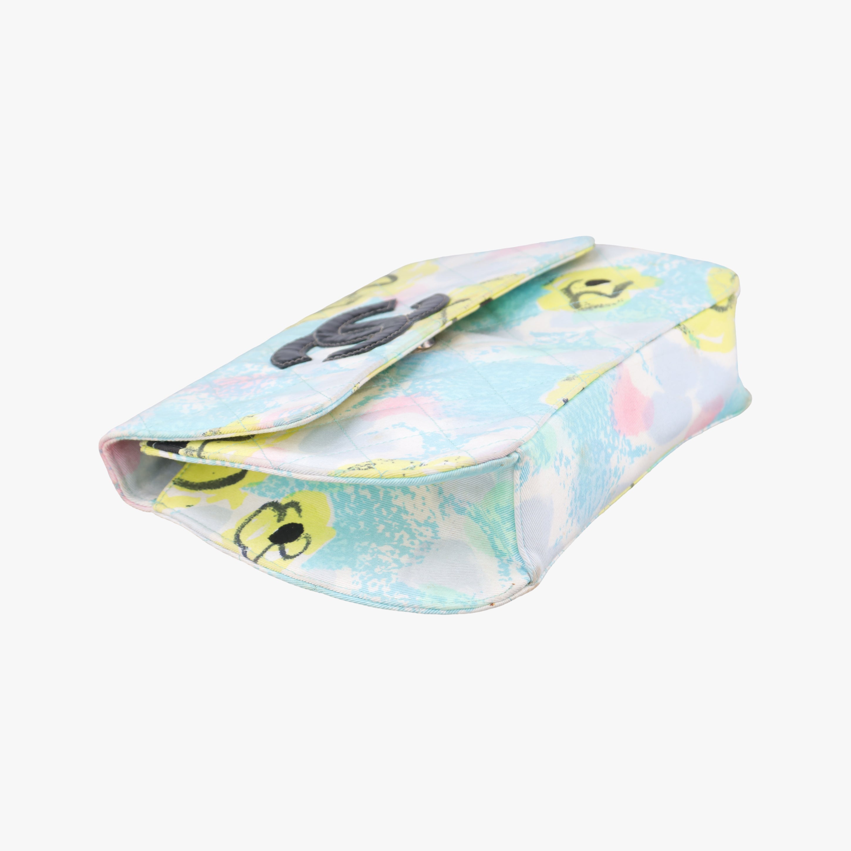 Pre-owned Chanel Floral Classic Flap Tote blue×Multicolour Fabric A08702 handbag | stylenewstar