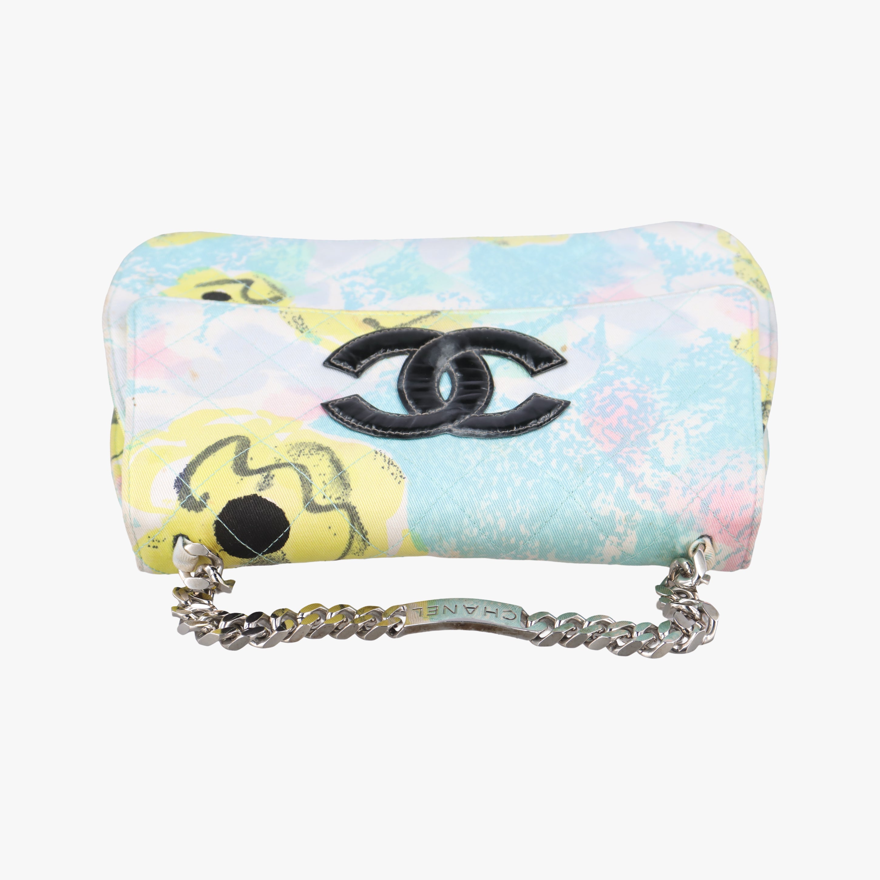 Pre-owned Chanel Floral Classic Flap Tote blue×Multicolour Fabric A08702 handbag | stylenewstar