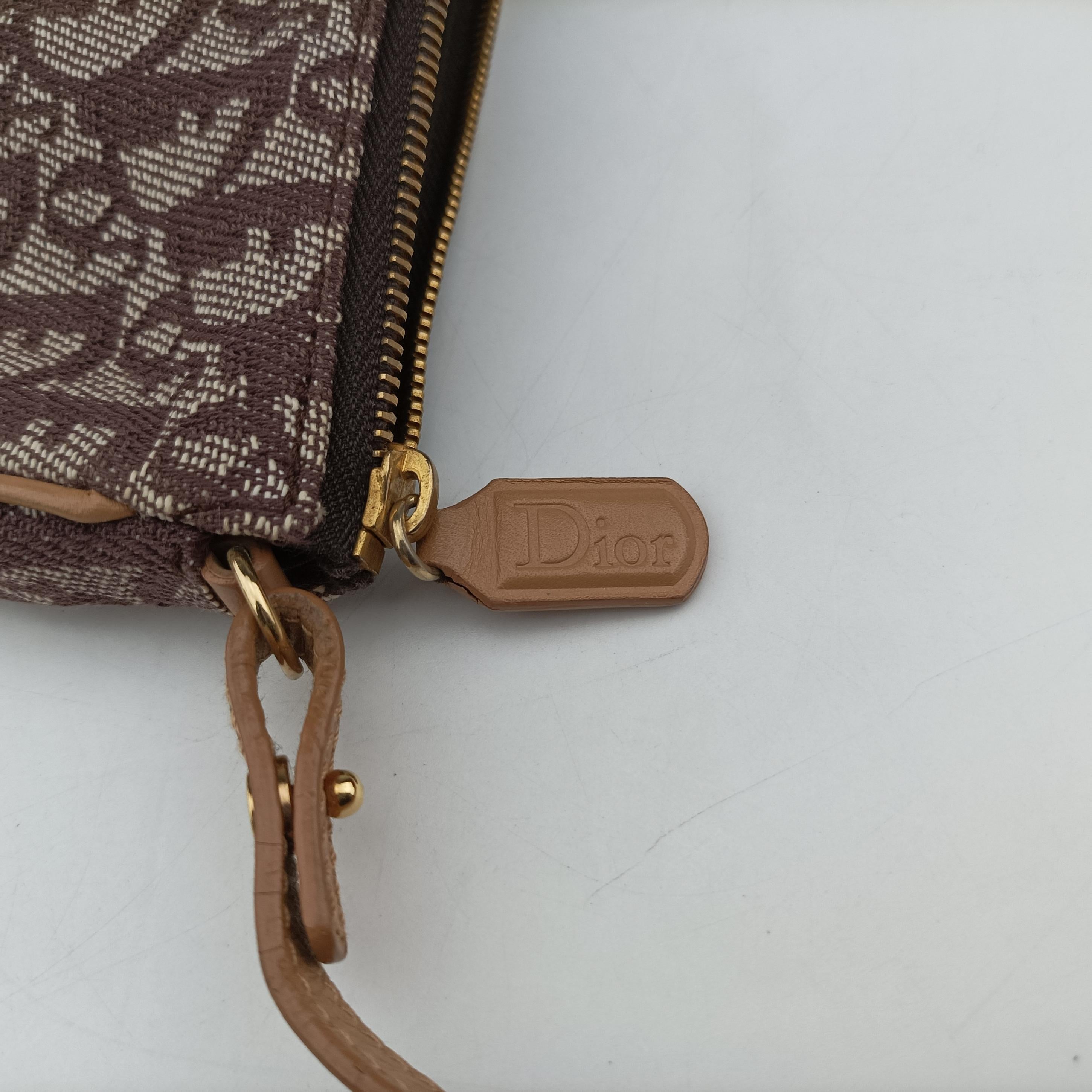 Pre-owned Christian Dior Saddle Brown Jacquard  handbag | stylenewstar