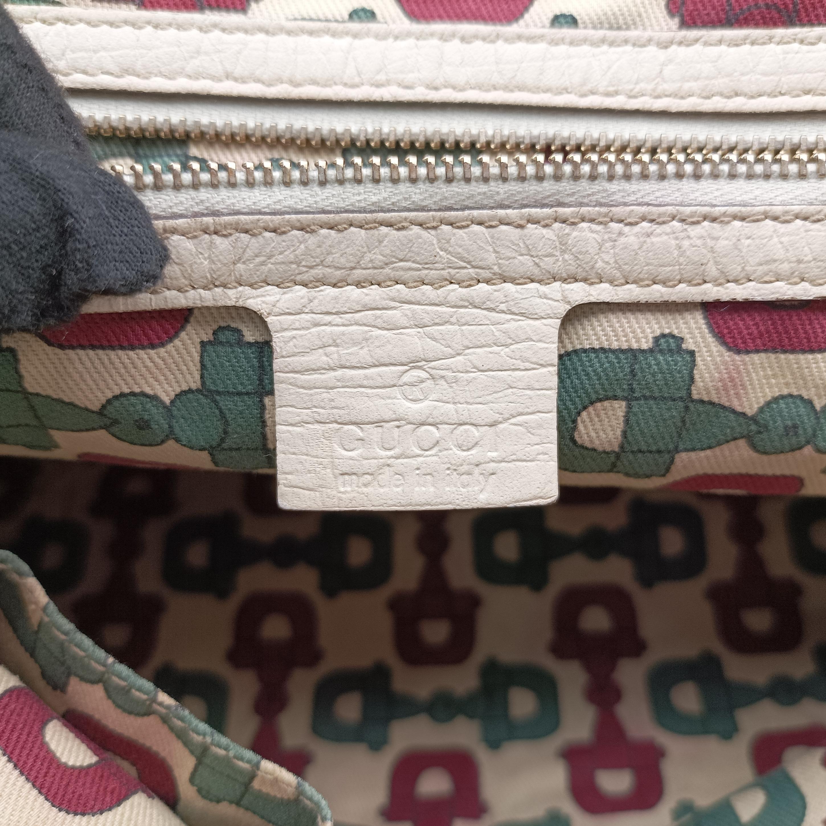 Pre-owned Gucci Web Sherry Line Beige x White x Red x Green canvas×leather 139260 handbag | stylenewstar