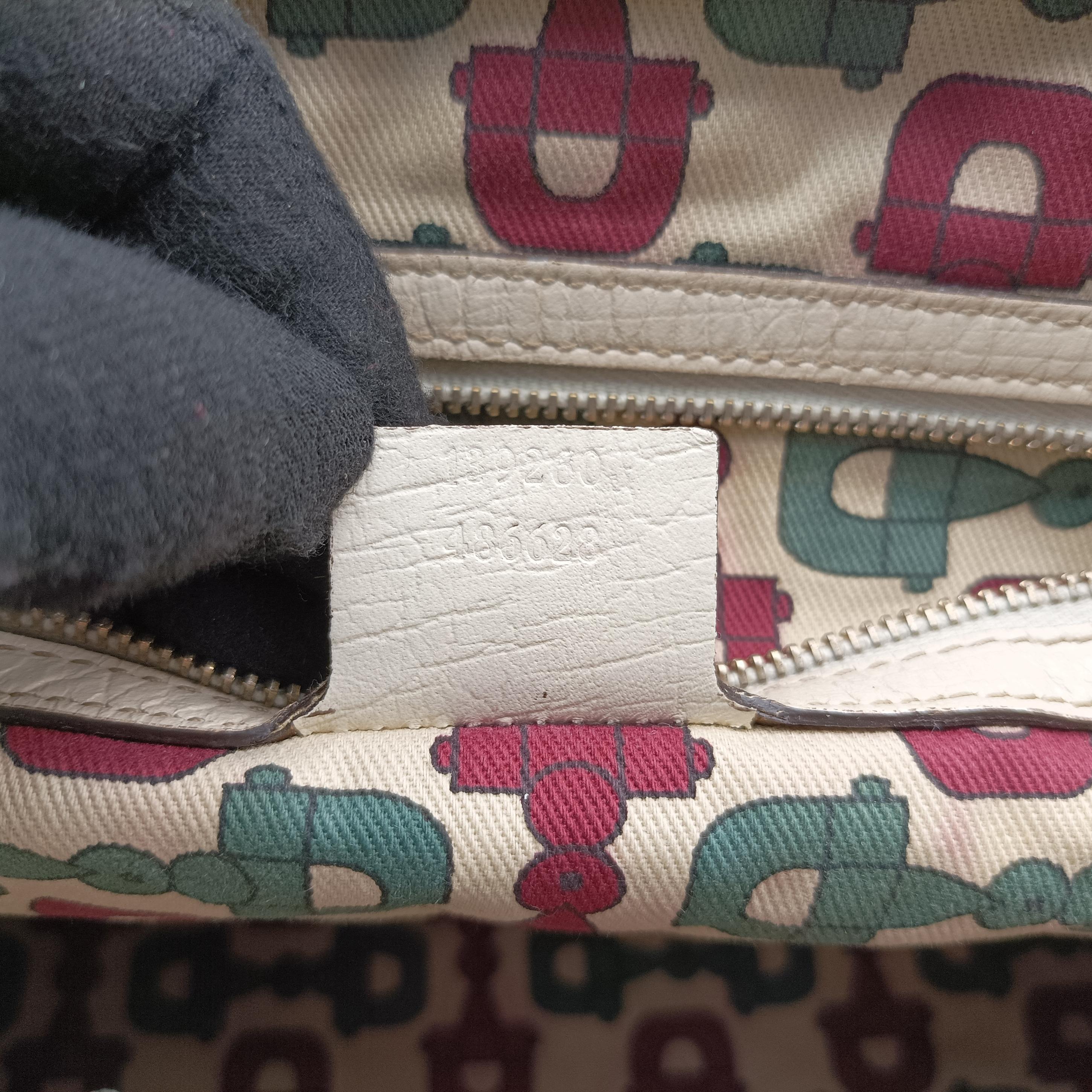 Pre-owned Gucci Web Sherry Line Beige x White x Red x Green canvas×leather 139260 handbag | stylenewstar