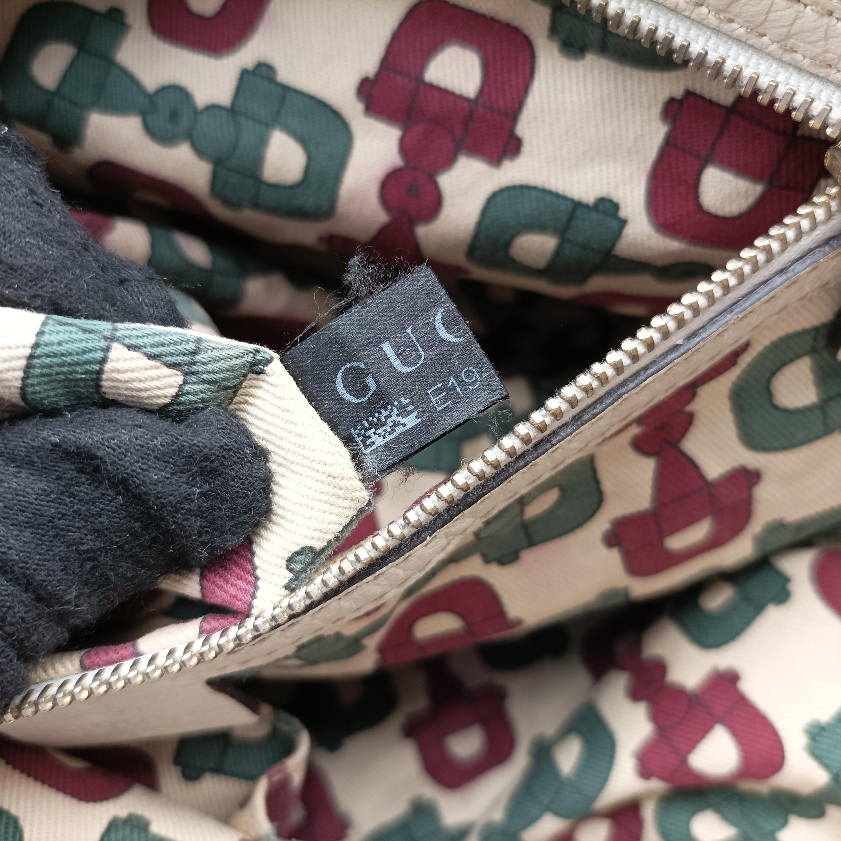 Pre-owned Gucci Web Sherry Line Beige x White x Red x Green canvas×leather 139260 handbag | stylenewstar