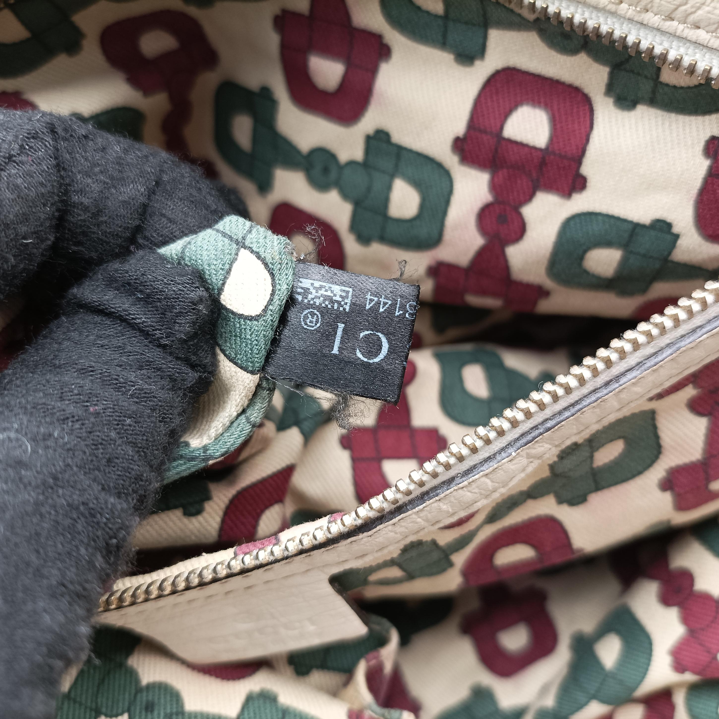 Pre-owned Gucci Web Sherry Line Beige x White x Red x Green canvas×leather 139260 handbag | stylenewstar