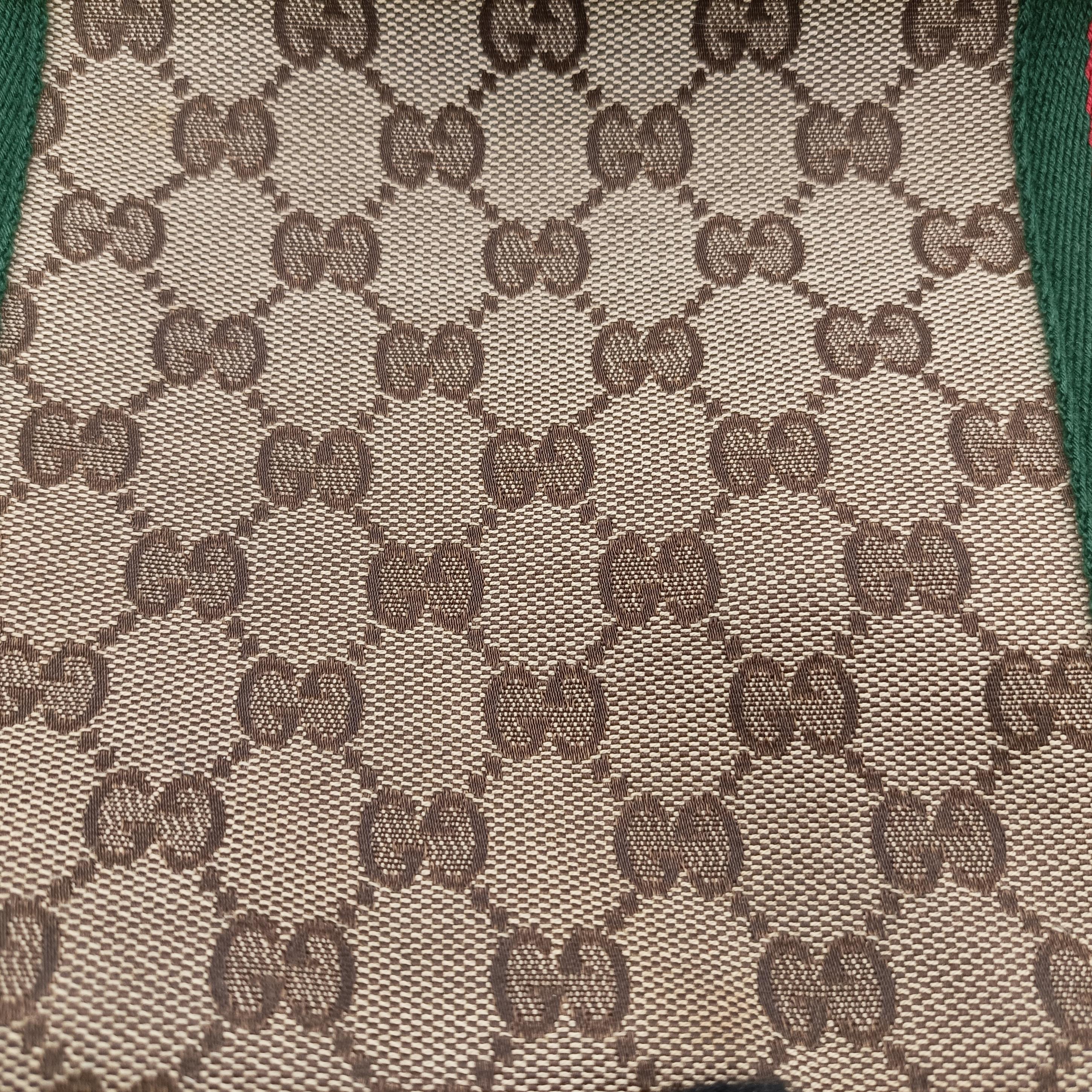 Pre-owned Gucci Web Sherry Line Beige x White x Red x Green canvas×leather 139260 handbag | stylenewstar
