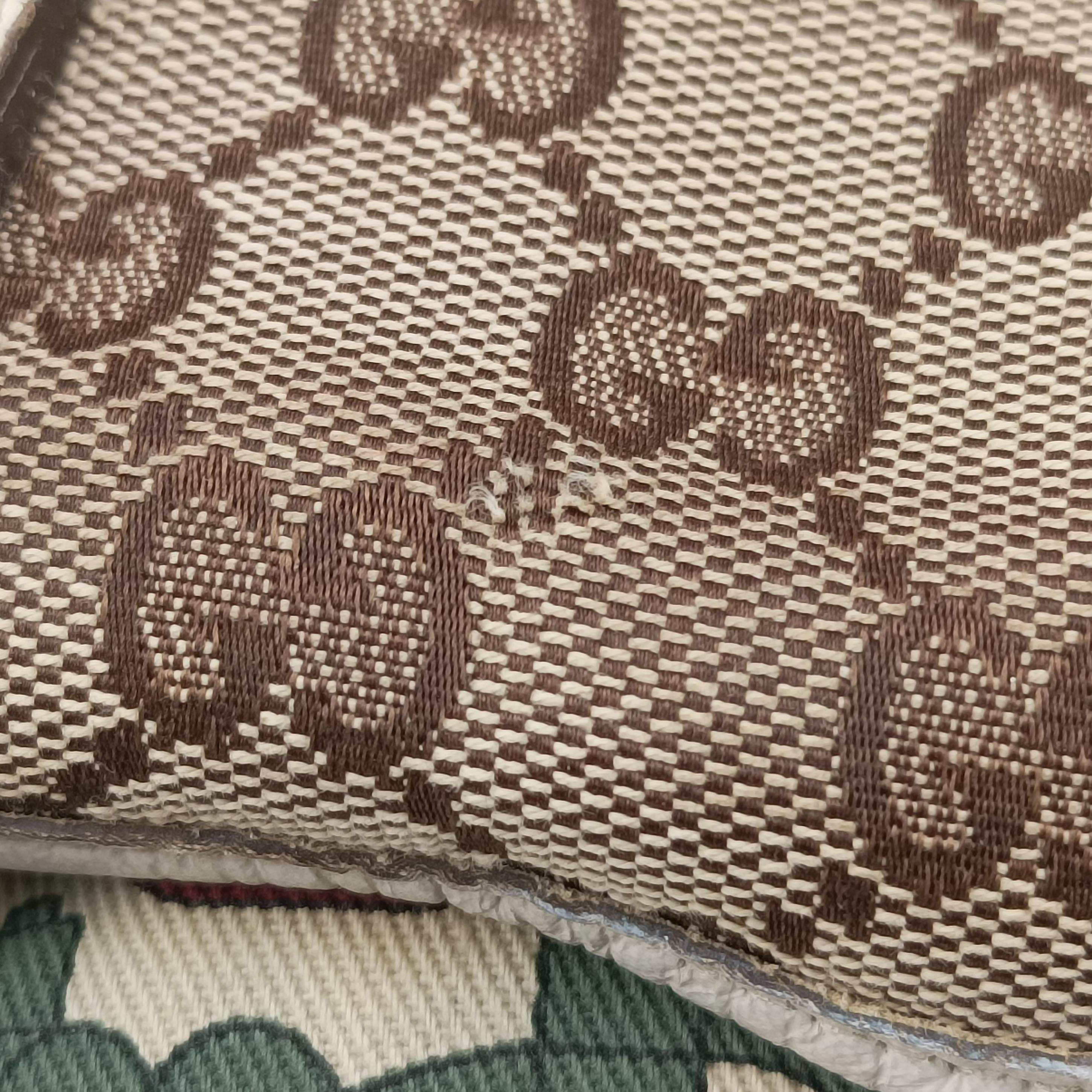 Pre-owned Gucci Web Sherry Line Beige x White x Red x Green canvas×leather 139260 handbag | stylenewstar