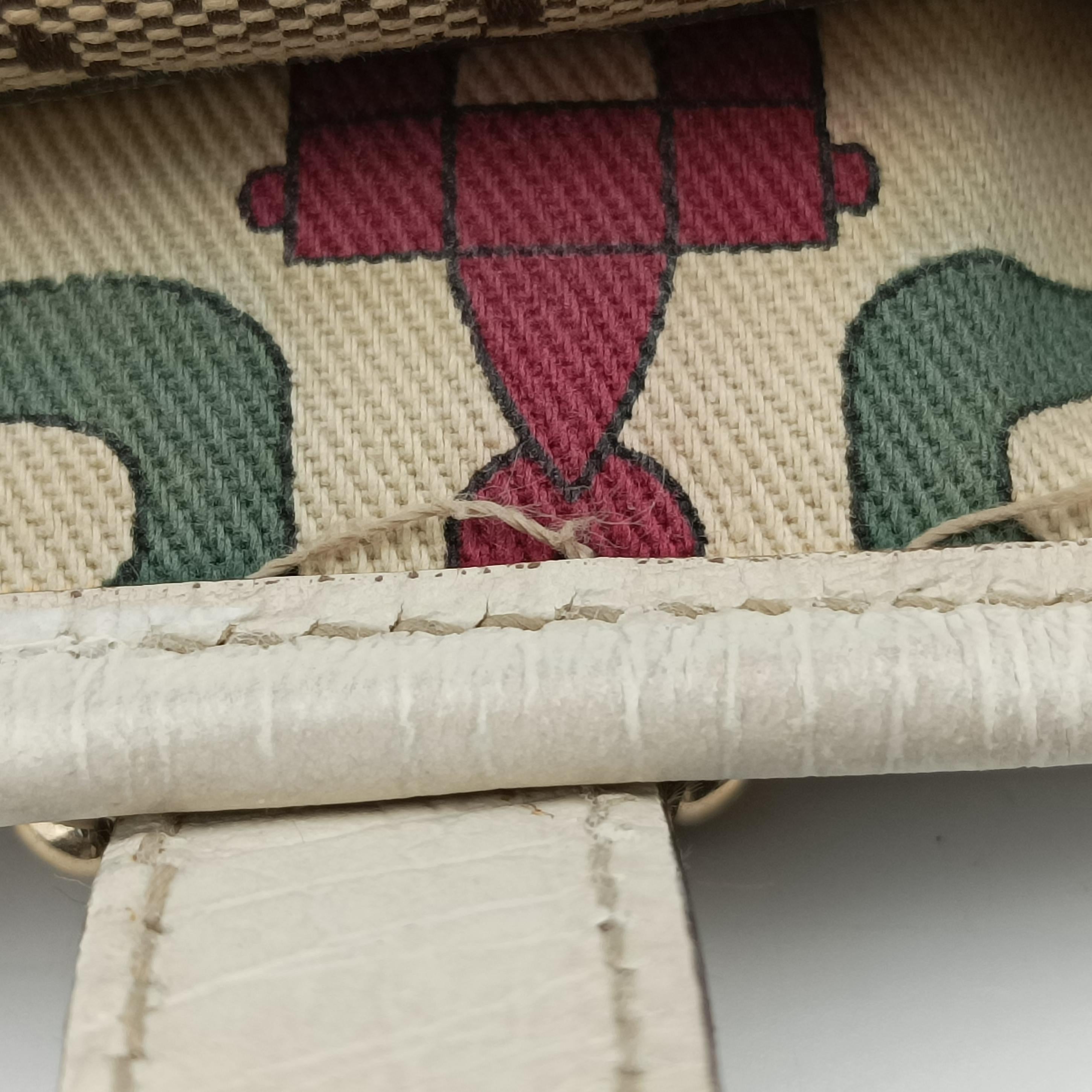 Pre-owned Gucci Web Sherry Line Beige x White x Red x Green canvas×leather 139260 handbag | stylenewstar