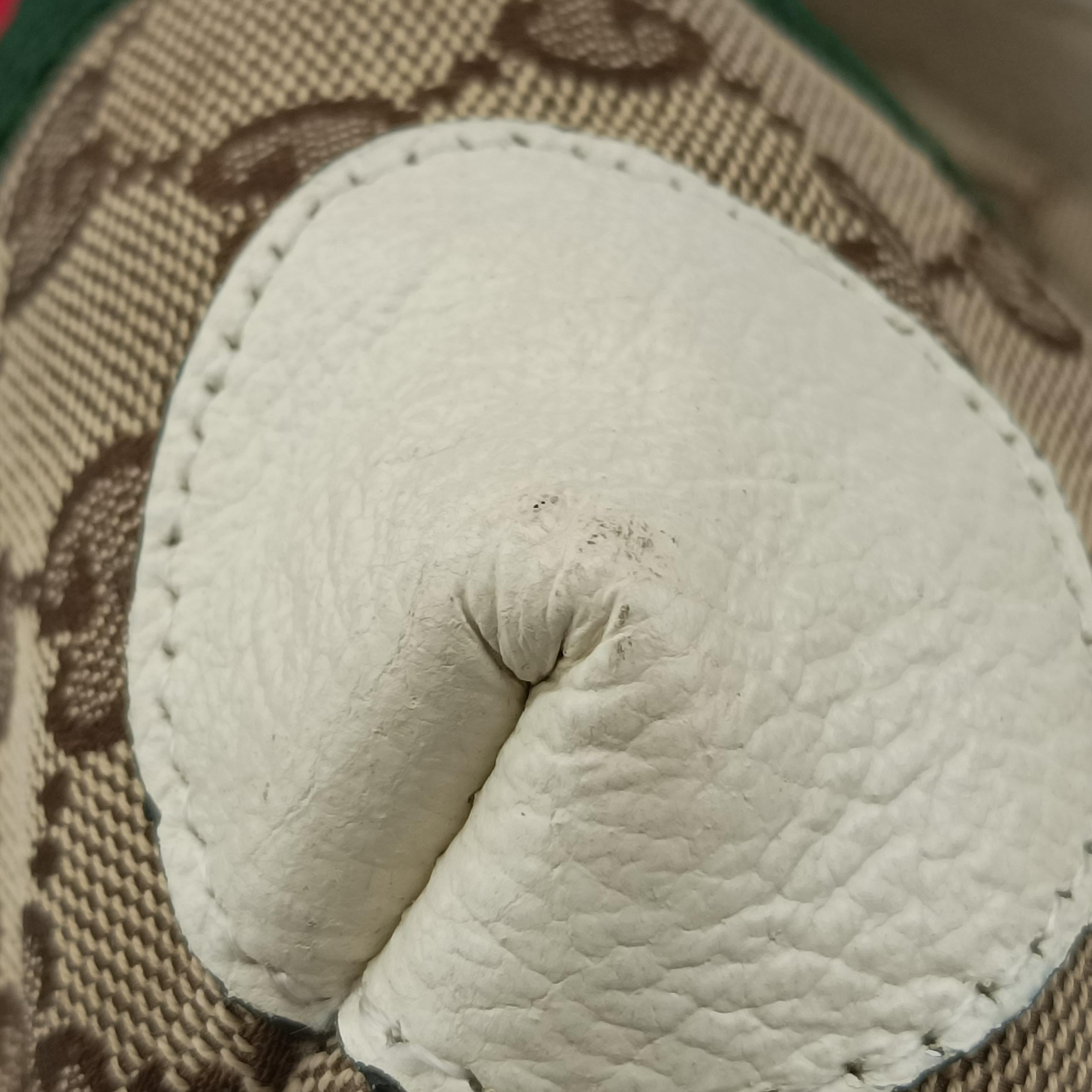 Pre-owned Gucci Web Sherry Line Beige x White x Red x Green canvas×leather 139260 handbag | stylenewstar