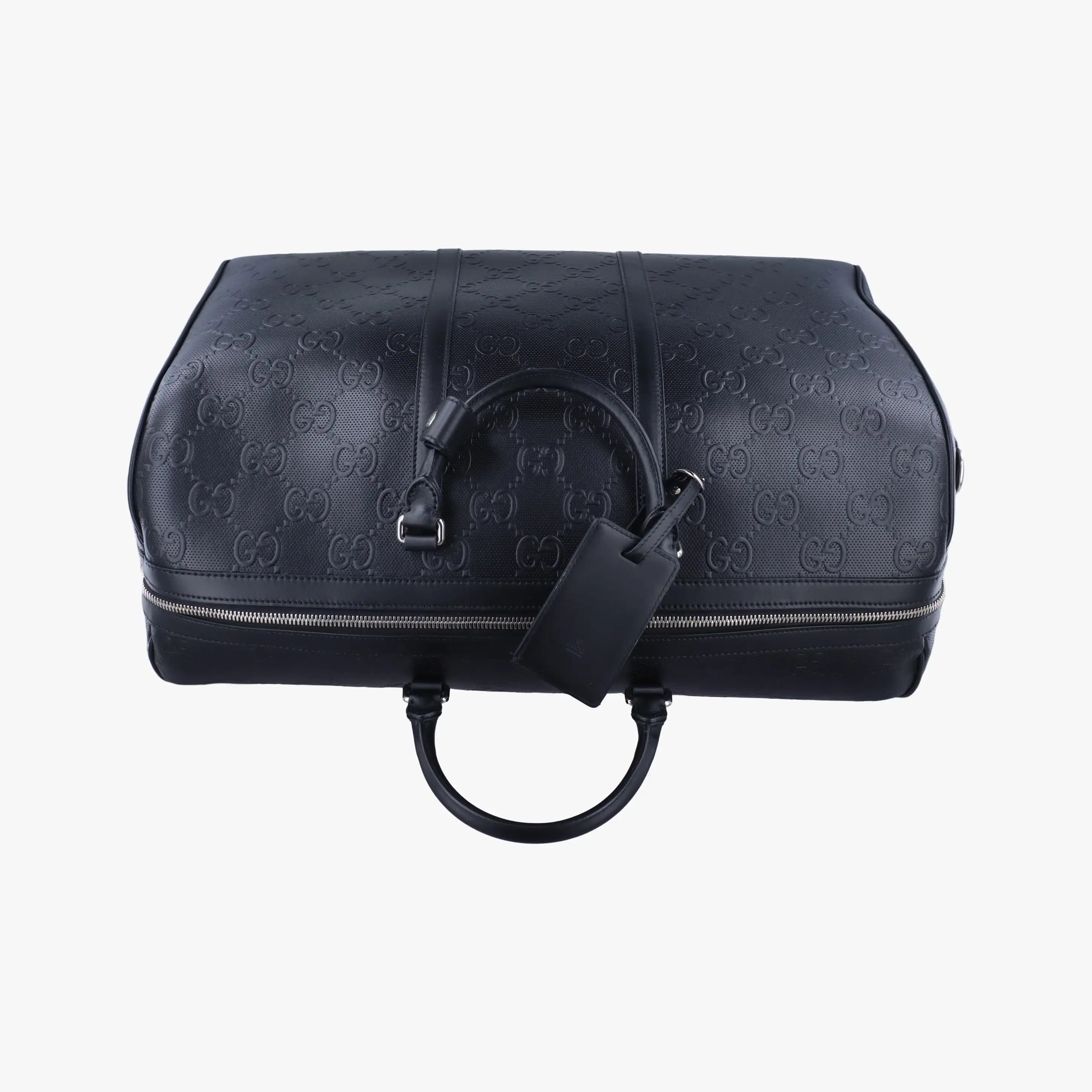 Pre-owned Gucci GG Embossed Black Leather 725129 shoulderbag | stylenewstar