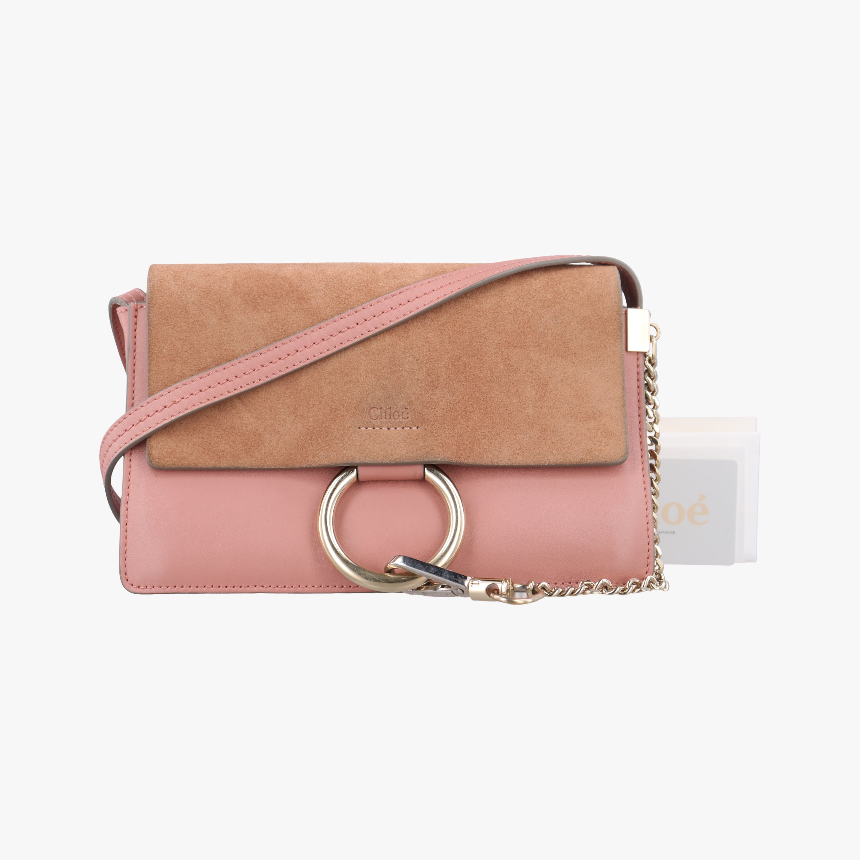 Pre-owned Chloe FAYE Pink×Beige Suede × leather  shoulderbag | stylenewstar