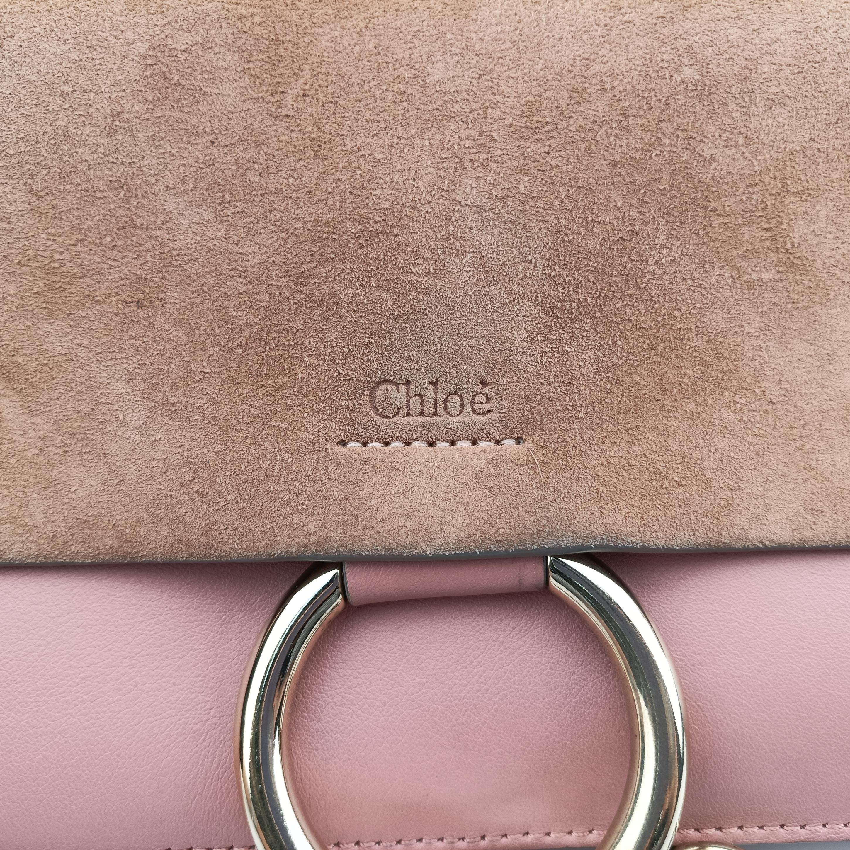Pre-owned Chloe FAYE Pink×Beige Suede × leather  shoulderbag | stylenewstar