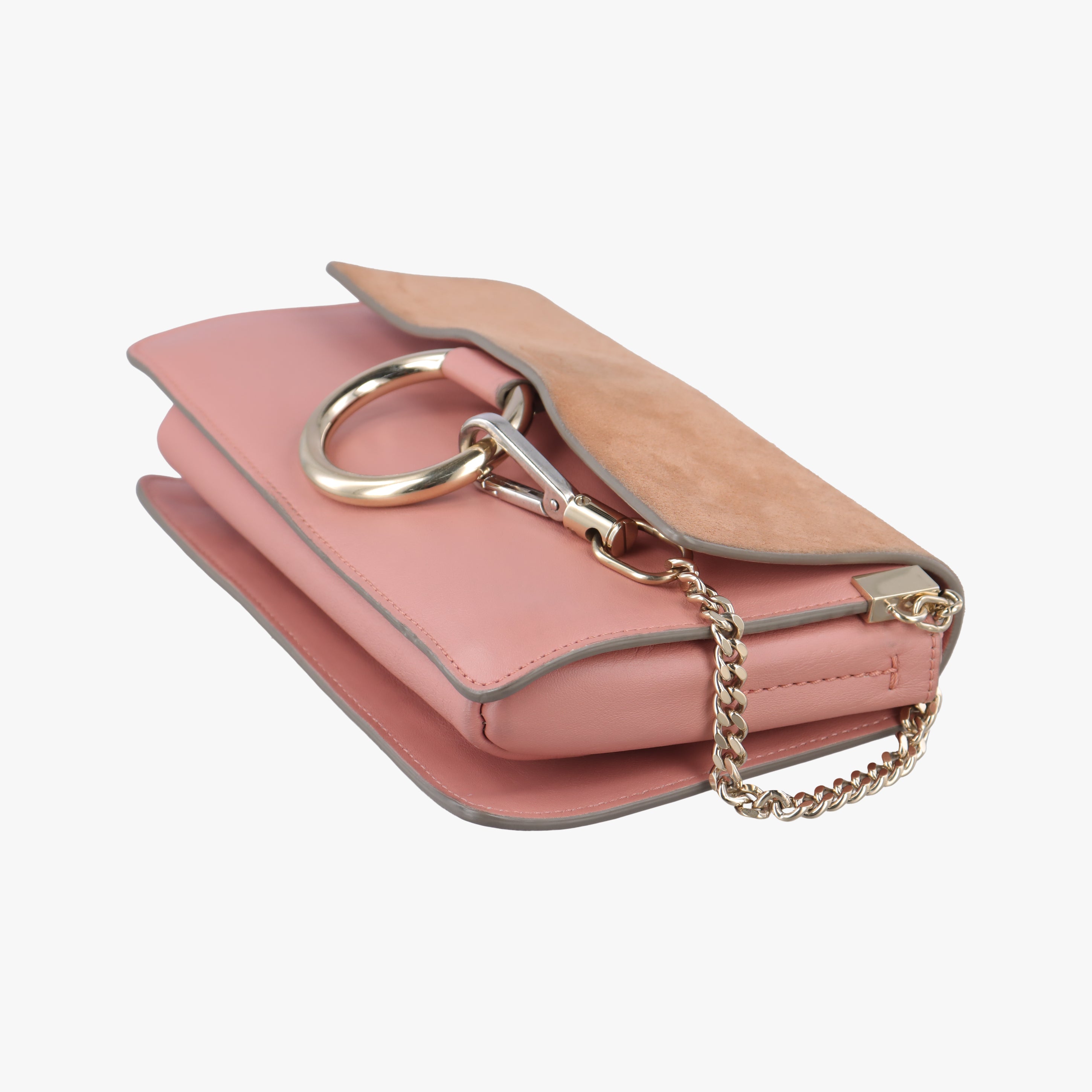 Pre-owned Chloe FAYE Pink×Beige Suede × leather  shoulderbag | stylenewstar