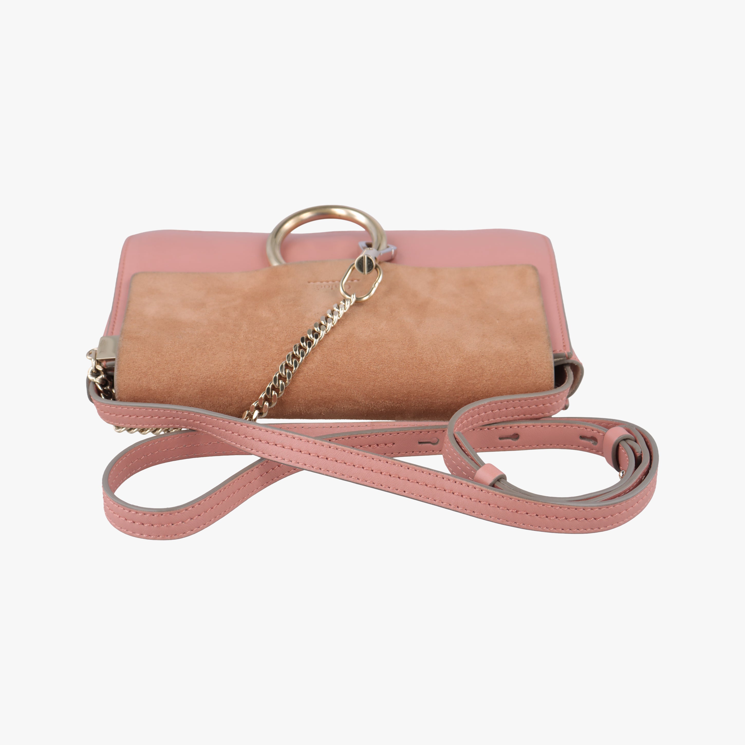 Pre-owned Chloe FAYE Pink×Beige Suede × leather  shoulderbag | stylenewstar