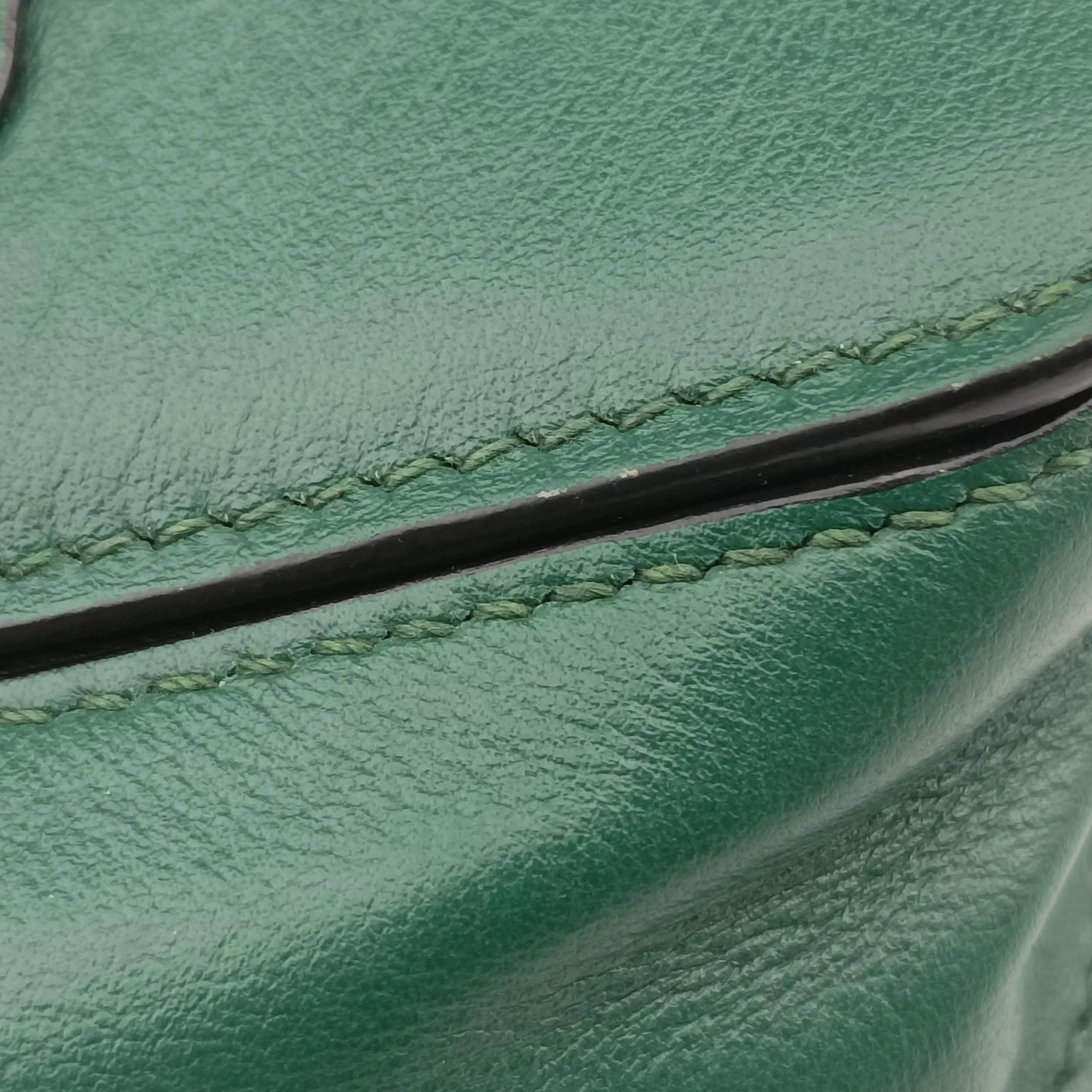 Vintage Prada City Calf Cahier Green×black leather  handbag | stylenewstar