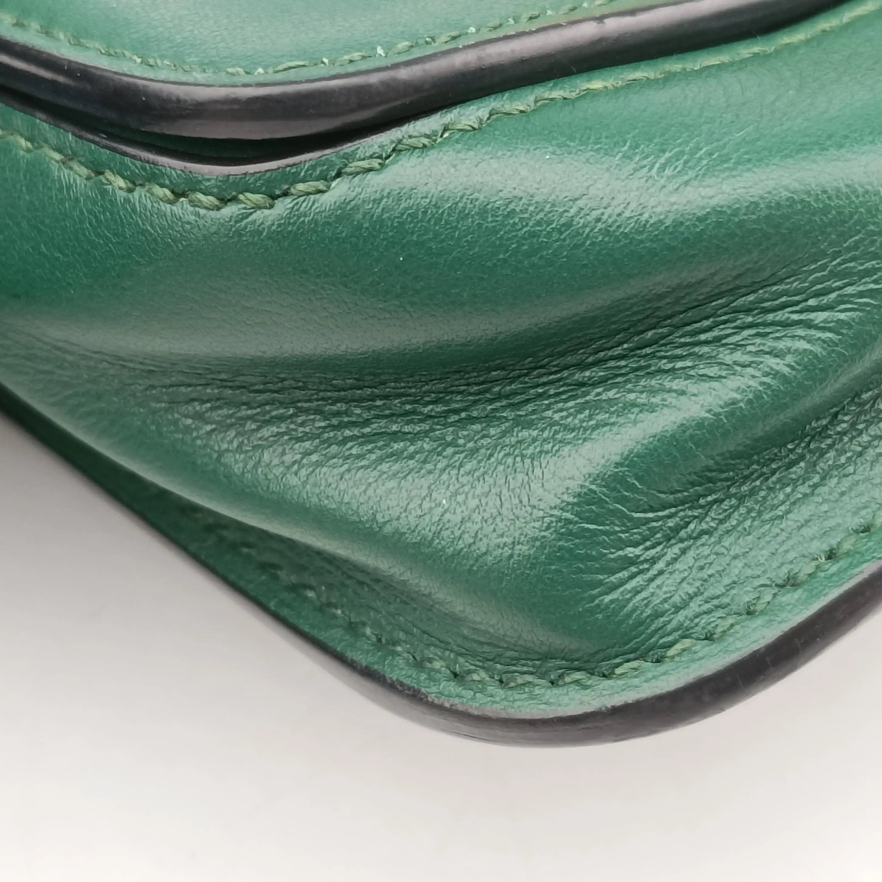 Vintage Prada City Calf Cahier Green×black leather  handbag | stylenewstar