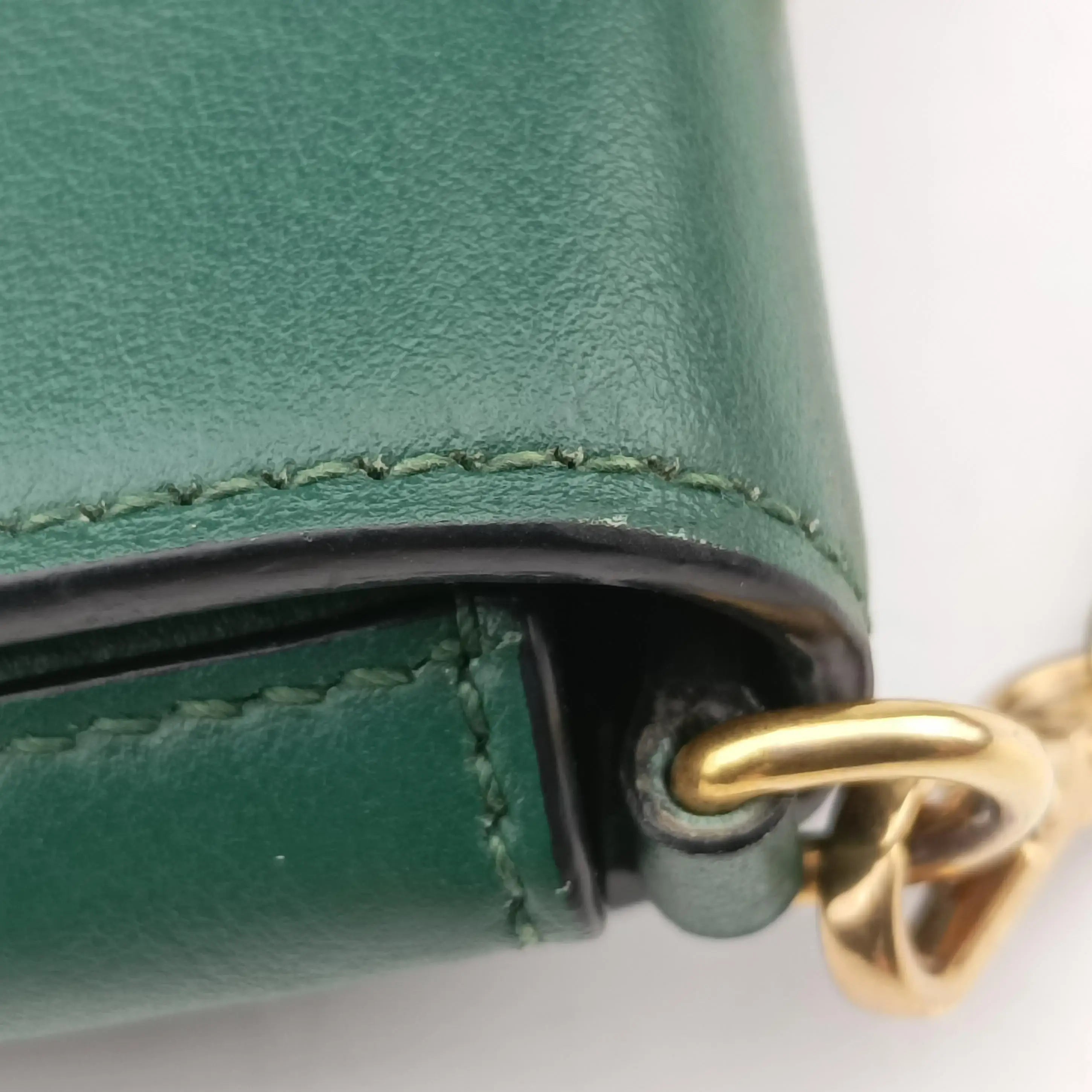 Vintage Prada City Calf Cahier Green×black leather  handbag | stylenewstar