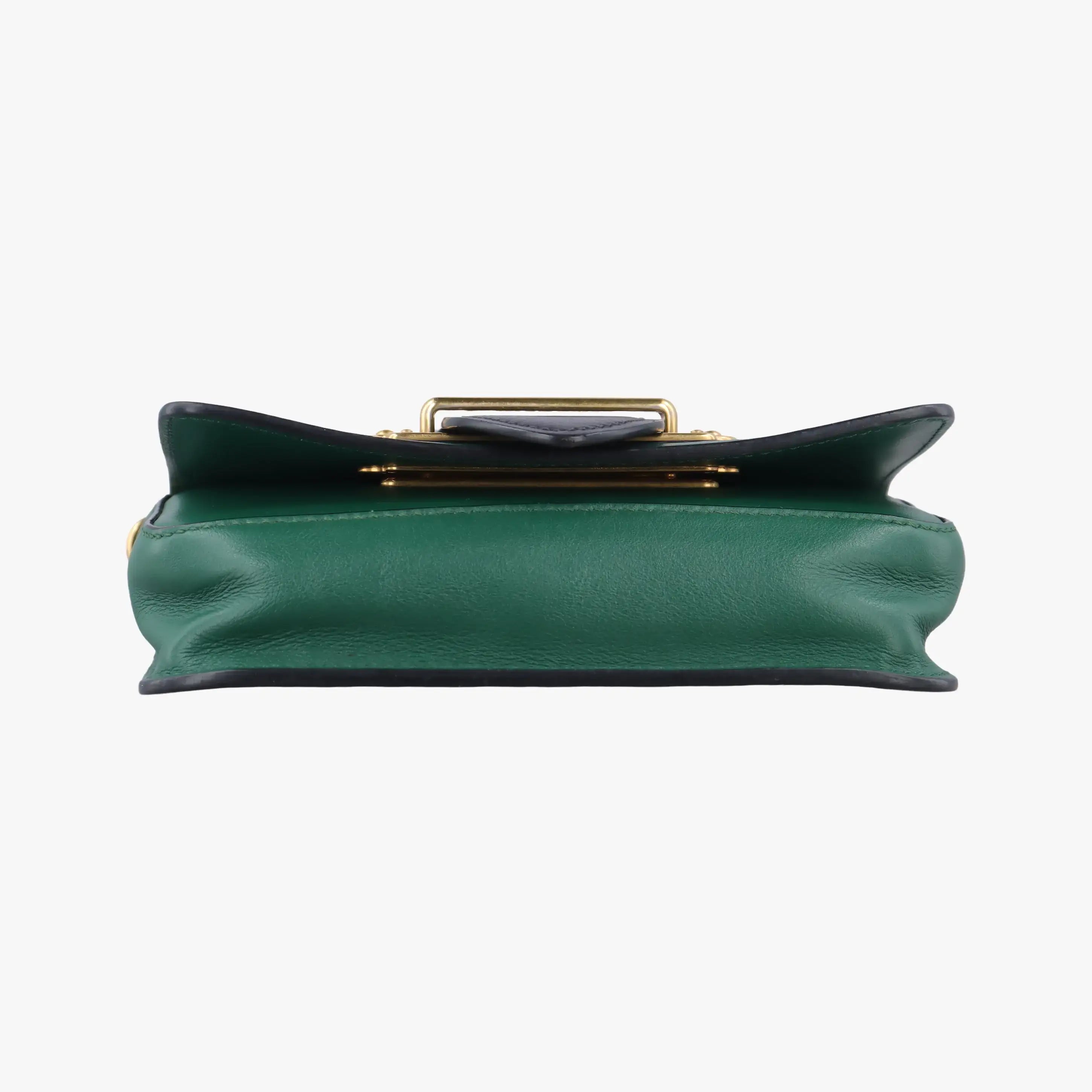Vintage Prada City Calf Cahier Green×black leather  handbag | stylenewstar