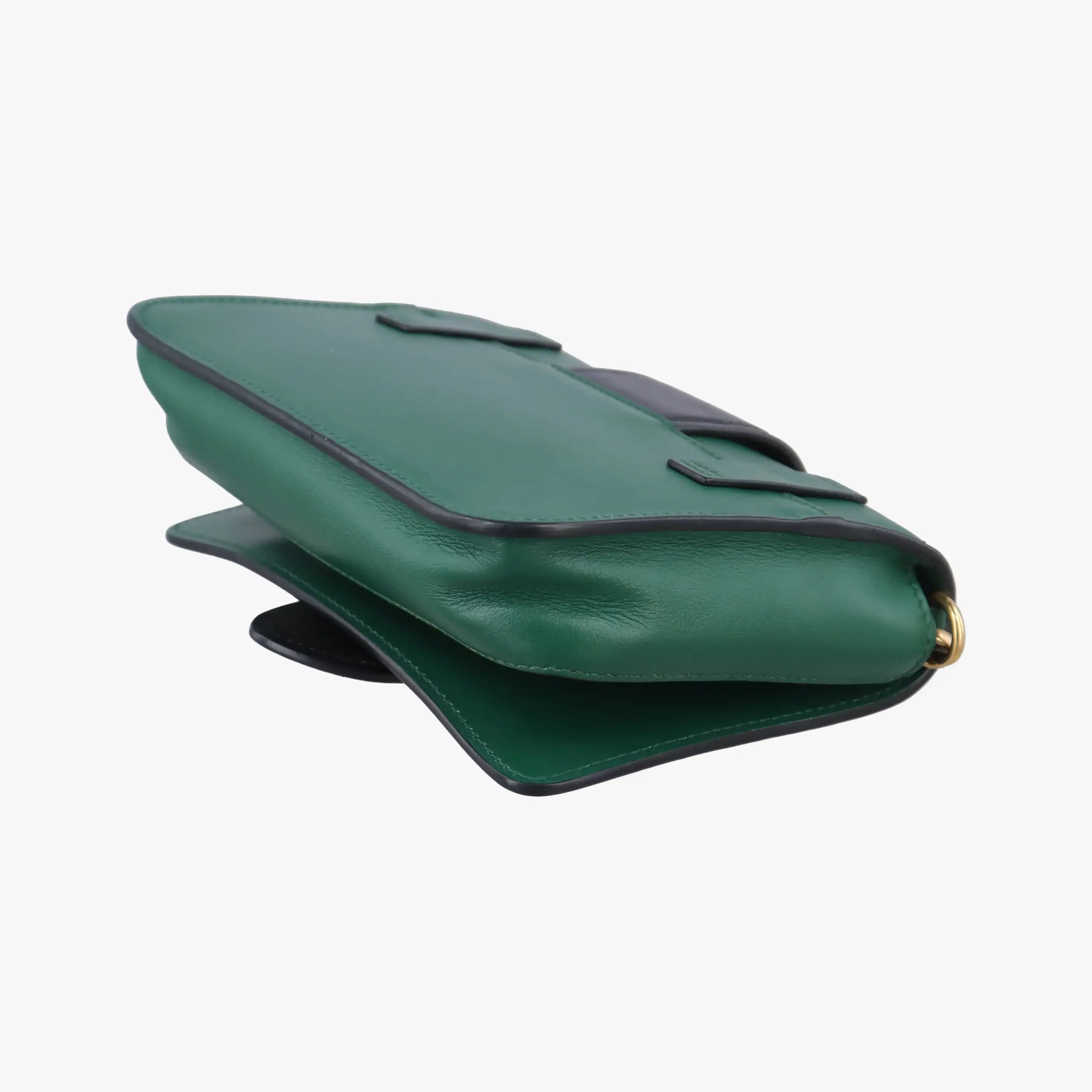 Vintage Prada City Calf Cahier Green×black leather  handbag | stylenewstar