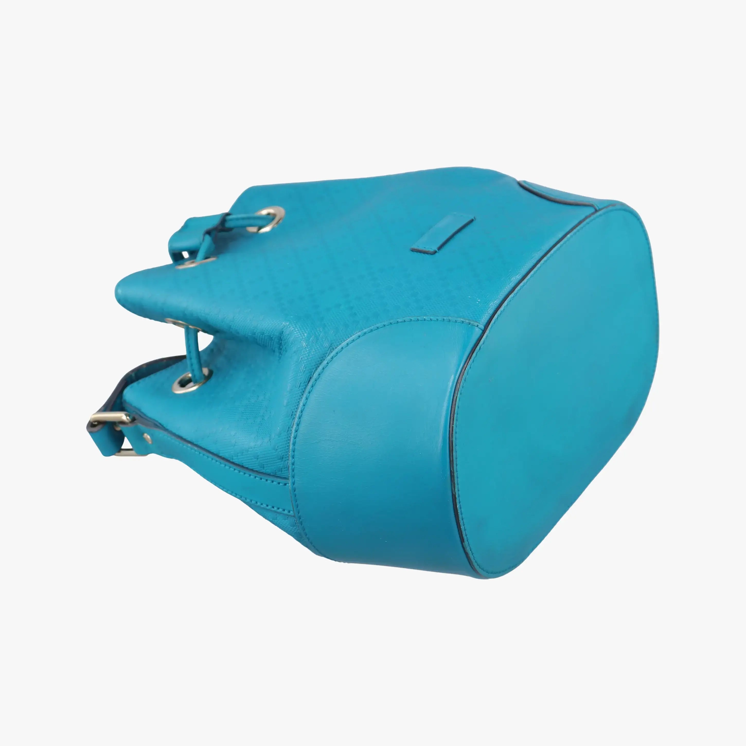 Pre-owned Gucci Bright Diamante Bucket Blue Leather 354229 shoulderbag | stylenewstar