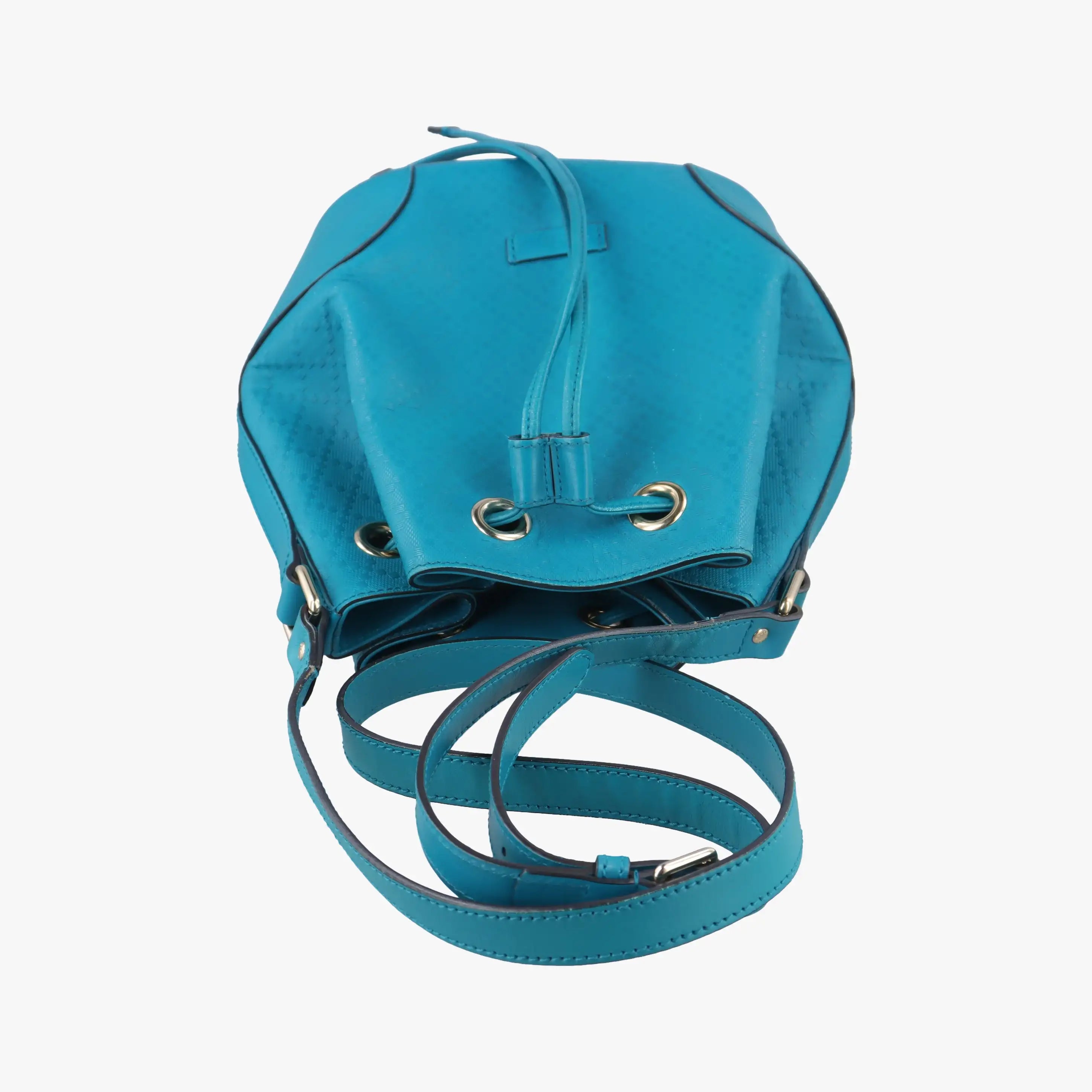 Pre-owned Gucci Bright Diamante Bucket Blue Leather 354229 shoulderbag | stylenewstar