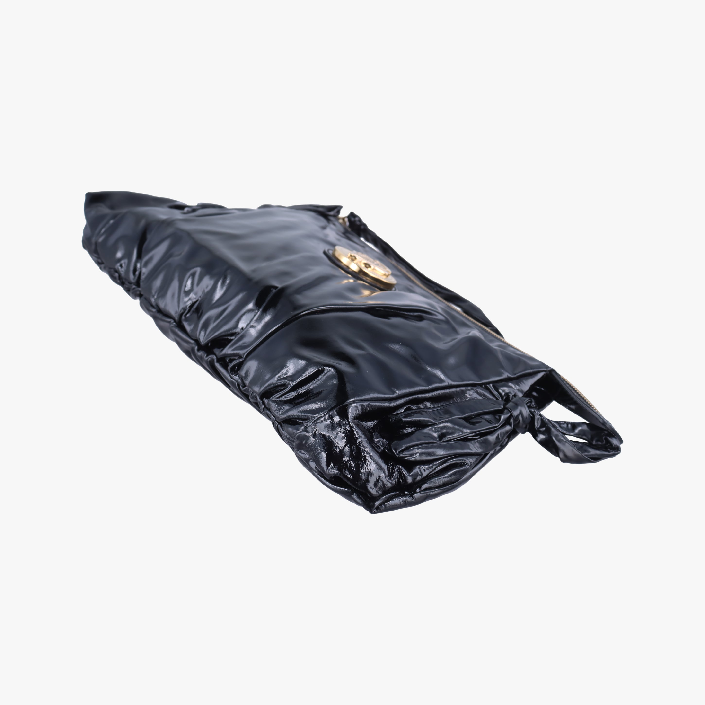 Pre-owned Gucci Hysteria Large Clutch Black Patent 197015 clutchbag | stylenewstar