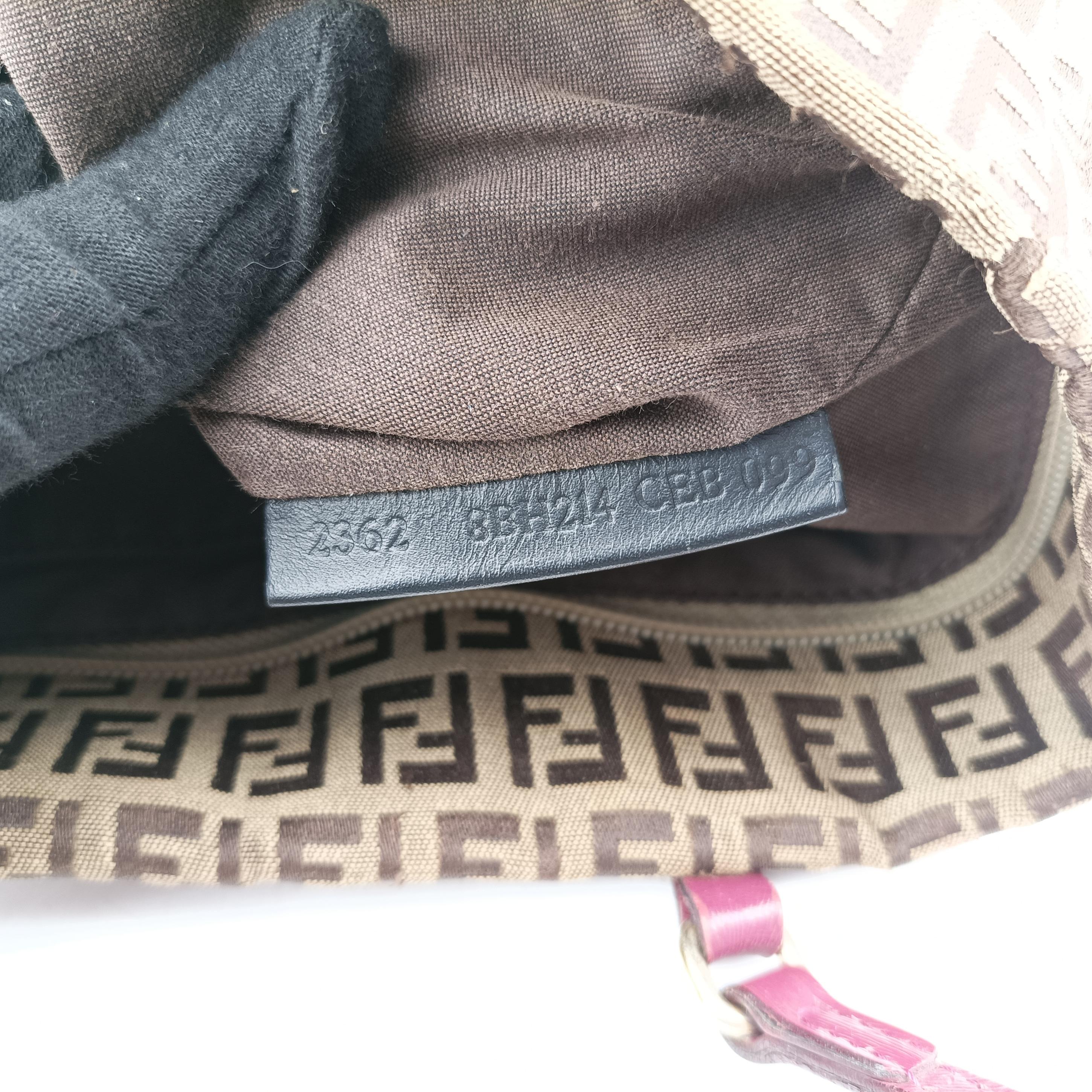 Pre-owned Fendi Zucchino pattern Brown×pink canvas 8BH215 handbag | stylenewstar