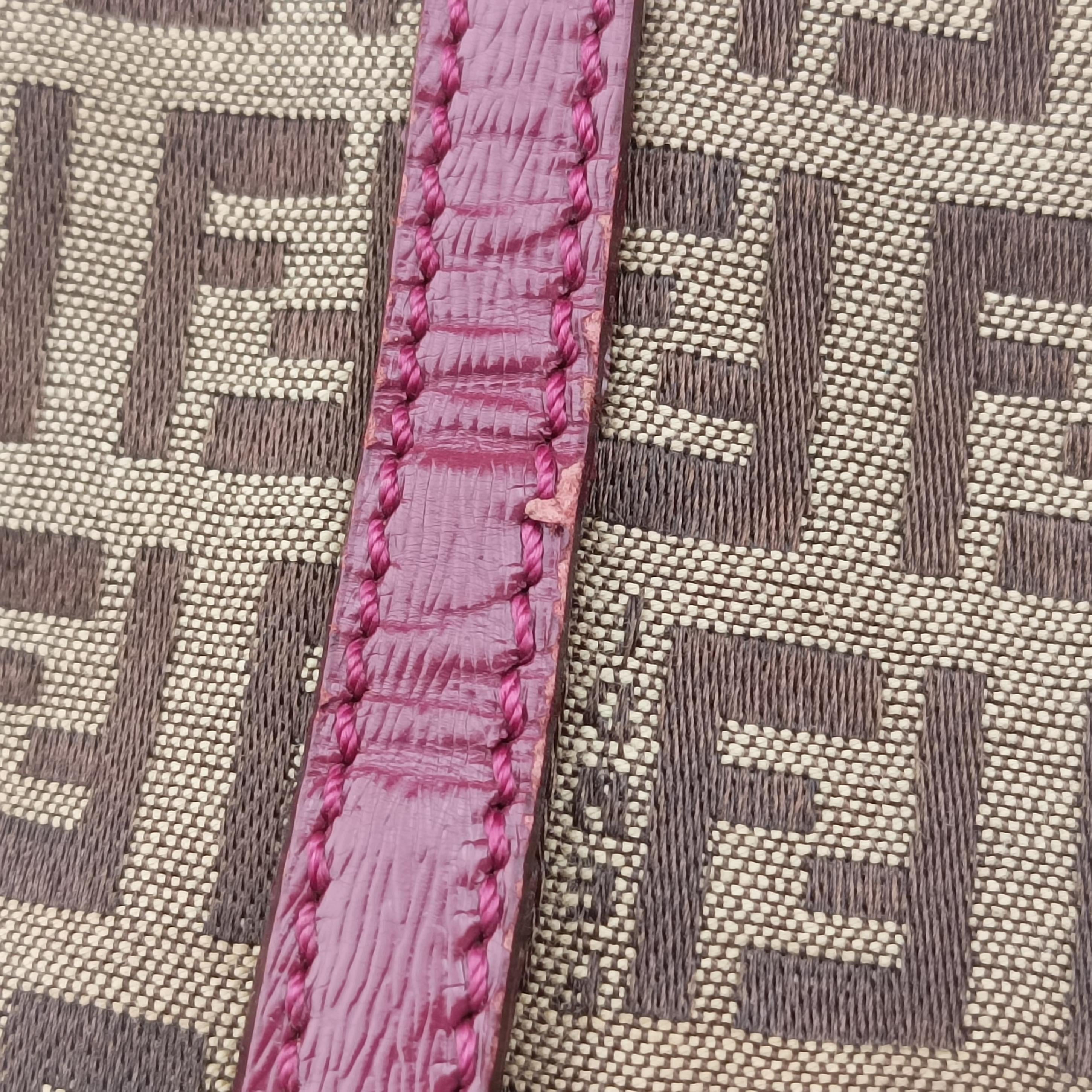 Pre-owned Fendi Zucchino pattern Brown×pink canvas 8BH215 handbag | stylenewstar