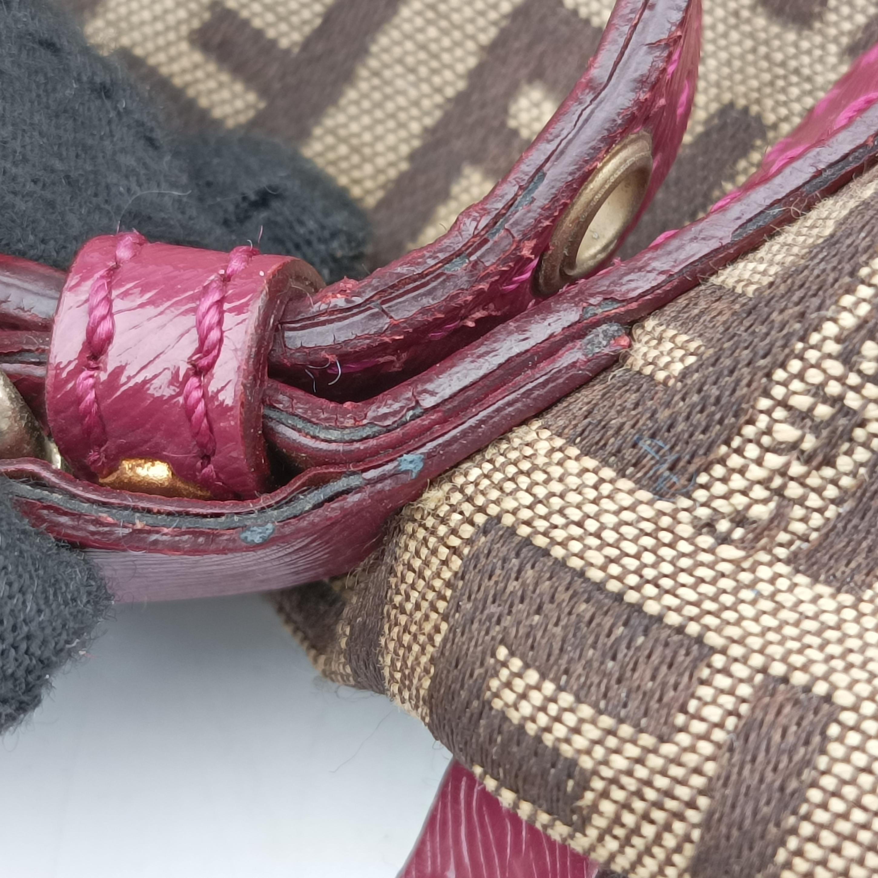 Pre-owned Fendi Zucchino pattern Brown×pink canvas 8BH215 handbag | stylenewstar