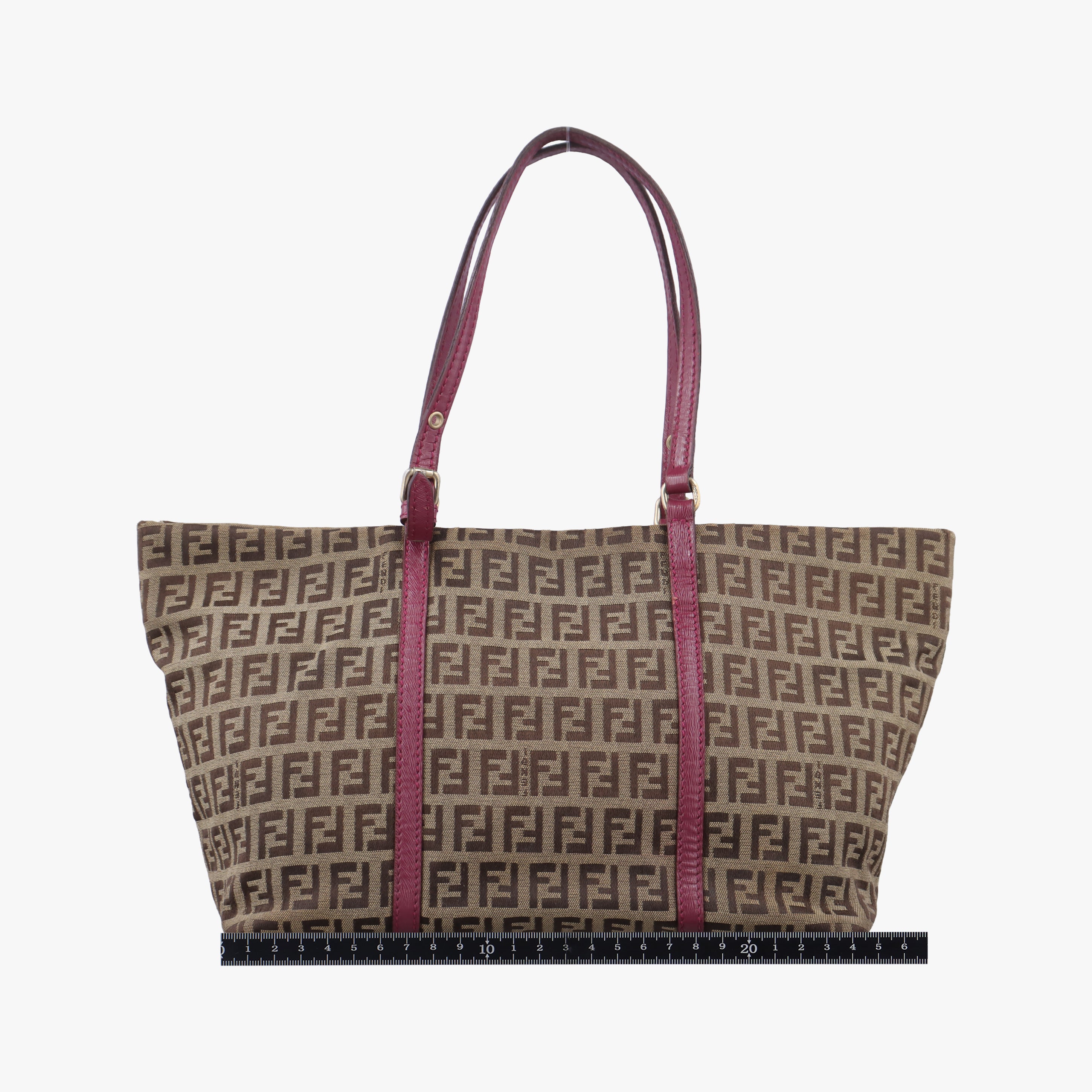 Pre-owned Fendi Zucchino pattern Brown×pink canvas 8BH215 handbag | stylenewstar