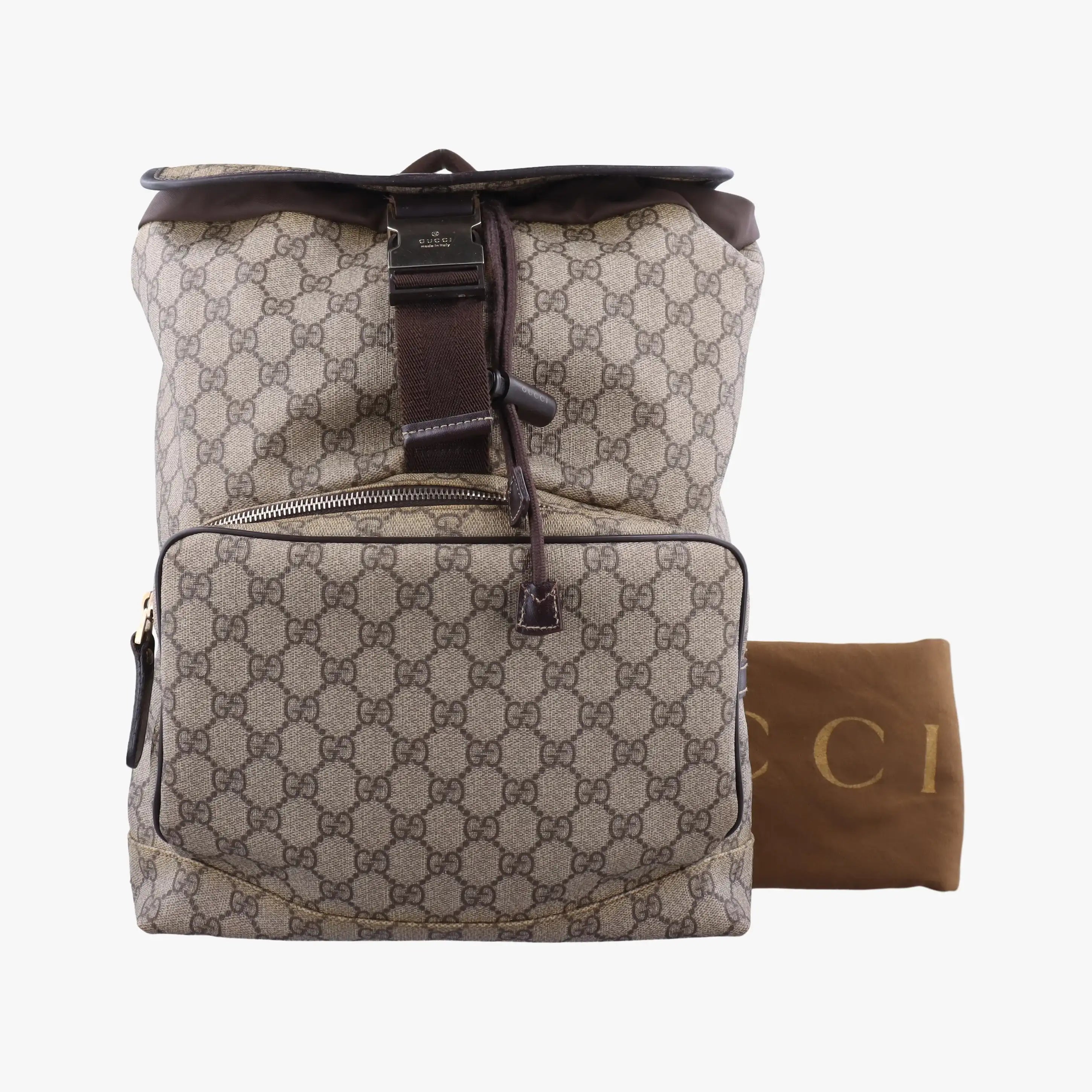 Pre-owned Gucci GG Supreme Brown PVC coated canvas 246103 backpack/rucksack | stylenewstar